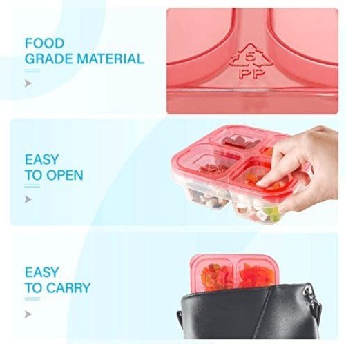 Classic Color 4-Compartment Meal Prep Containers: Set of 6, Microwave Safe