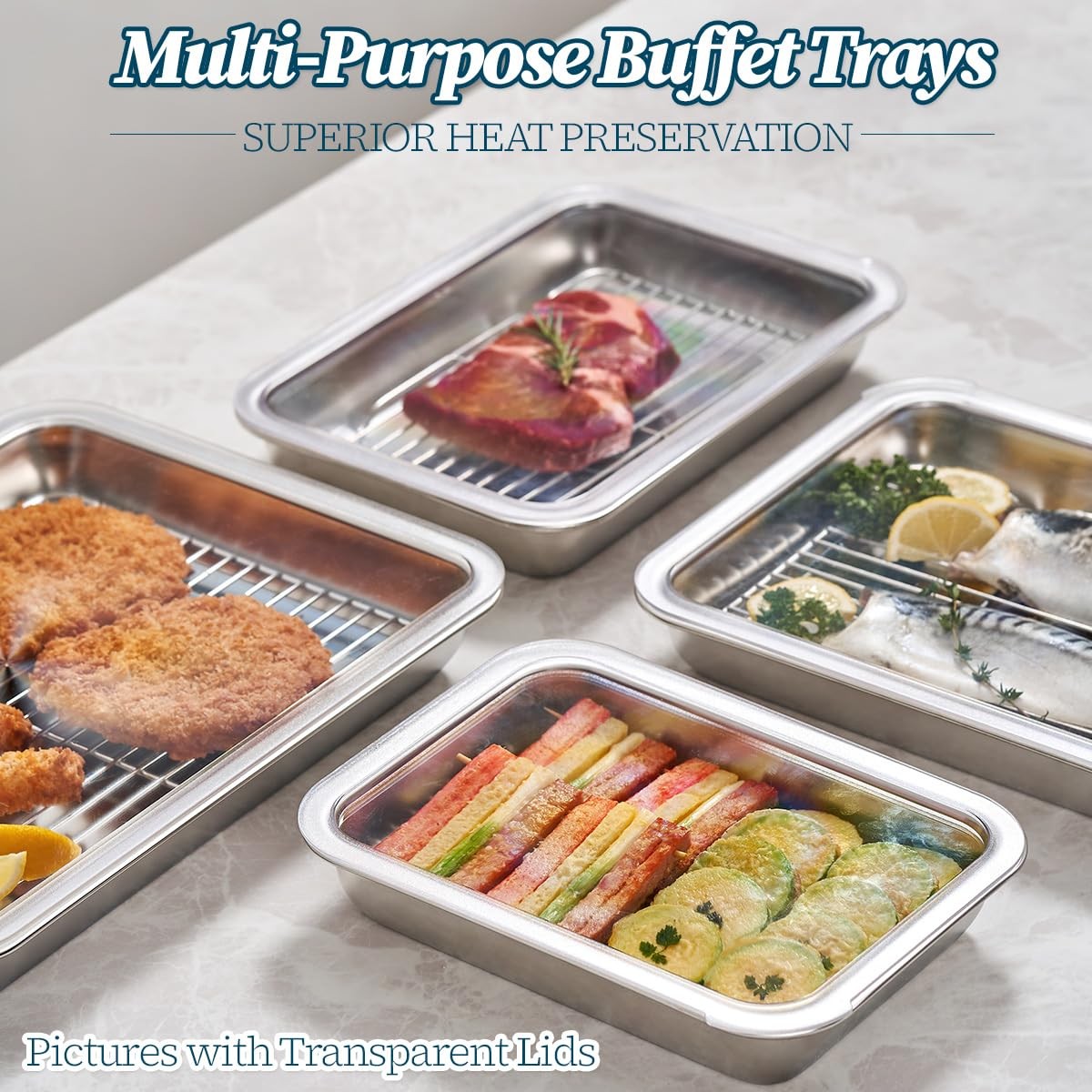 WAGENSTEIGER Stainless Steel Food Prep Container Set with Rack & Transparent …