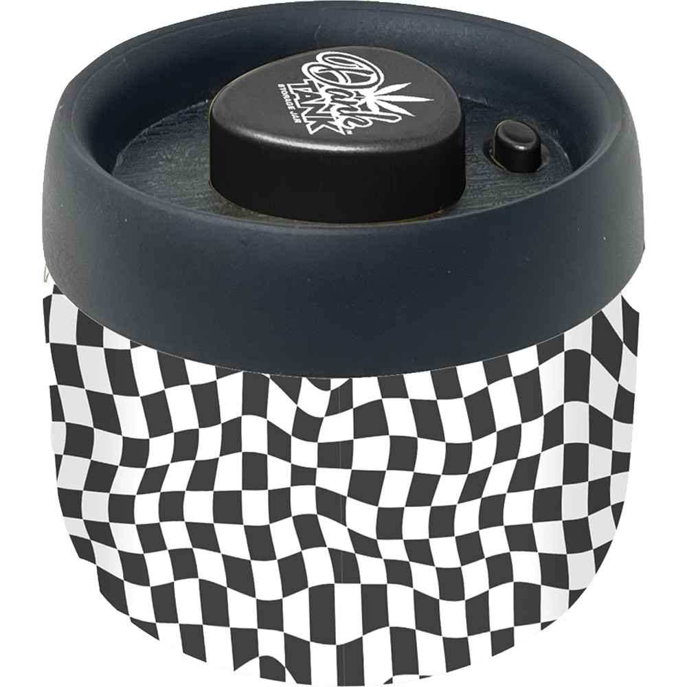 4.25in Checkerboard Dank Tank Vacuum Jar – 400ml Airtight Storage Container
