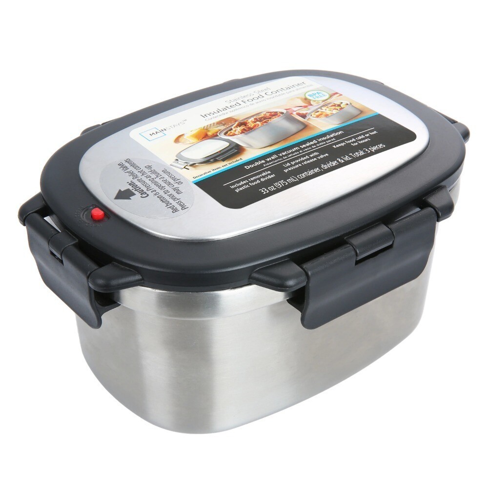 Stainless Steel Insulated Food Container W/ Divider 33oz Hot/Cold Lunch Box
