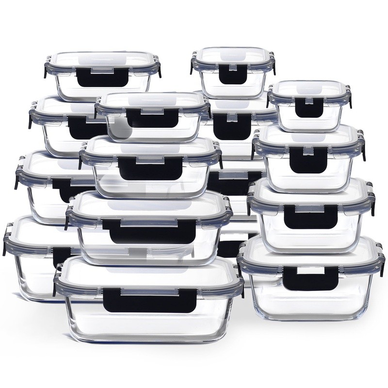 Airtight Stackable Glass Storage Containers Set Meal Prep Tupperware Leakproof