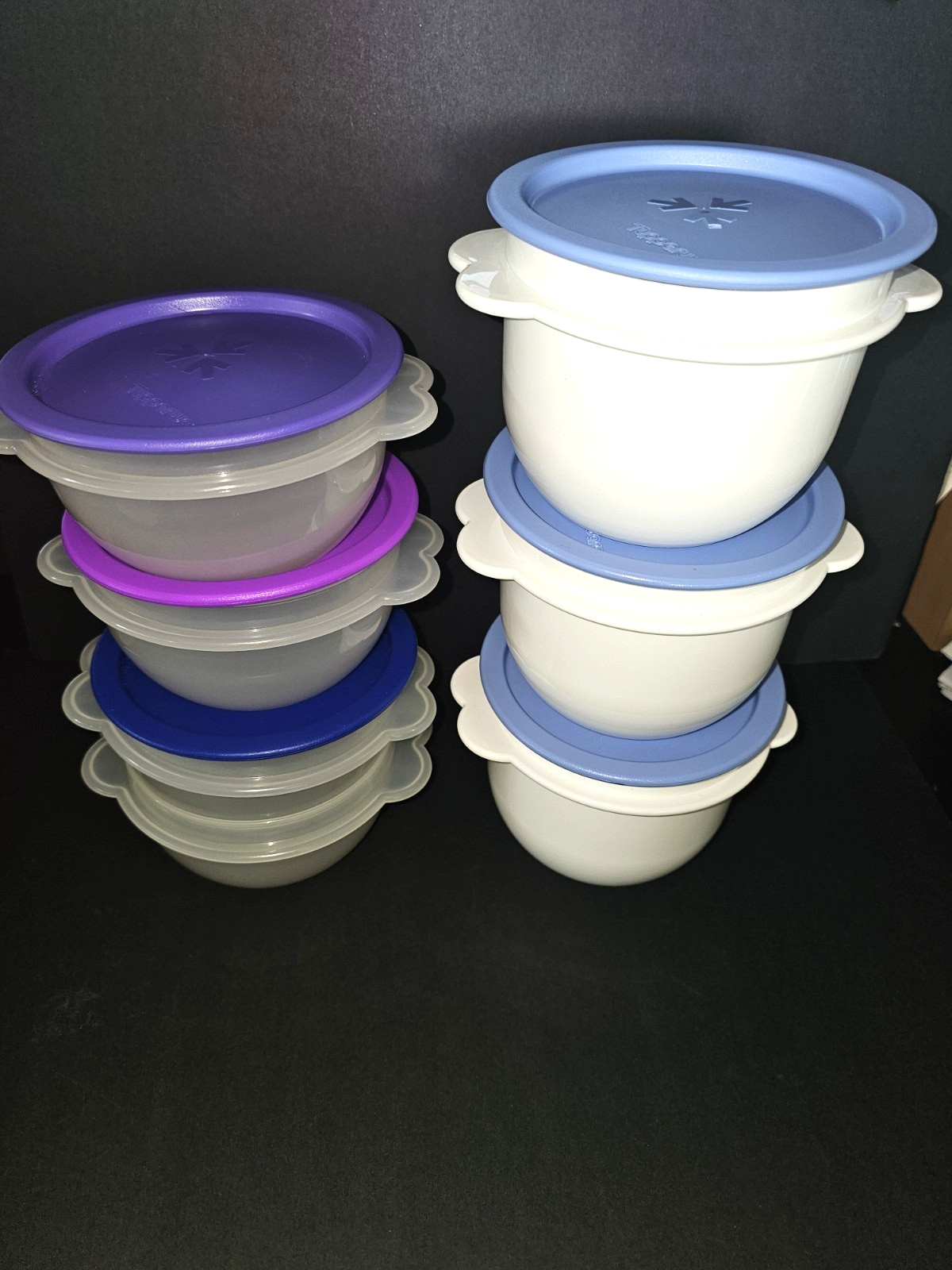 Tupperware One Touch White Clear Bowls 6 Lids + 2514A (4) + 2513A (3) New / Read