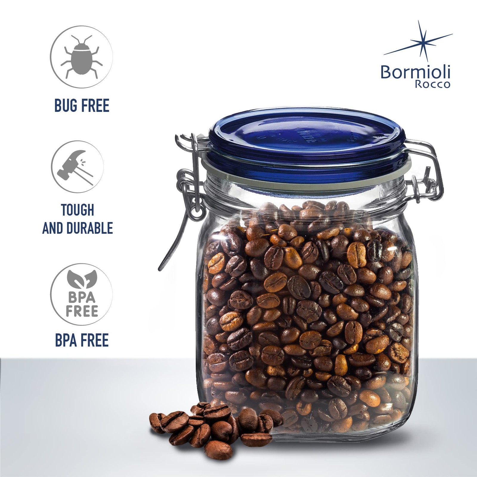 Bormioli Rocco Fido Jar with Blue Lid 25.25 oz – Set of 2