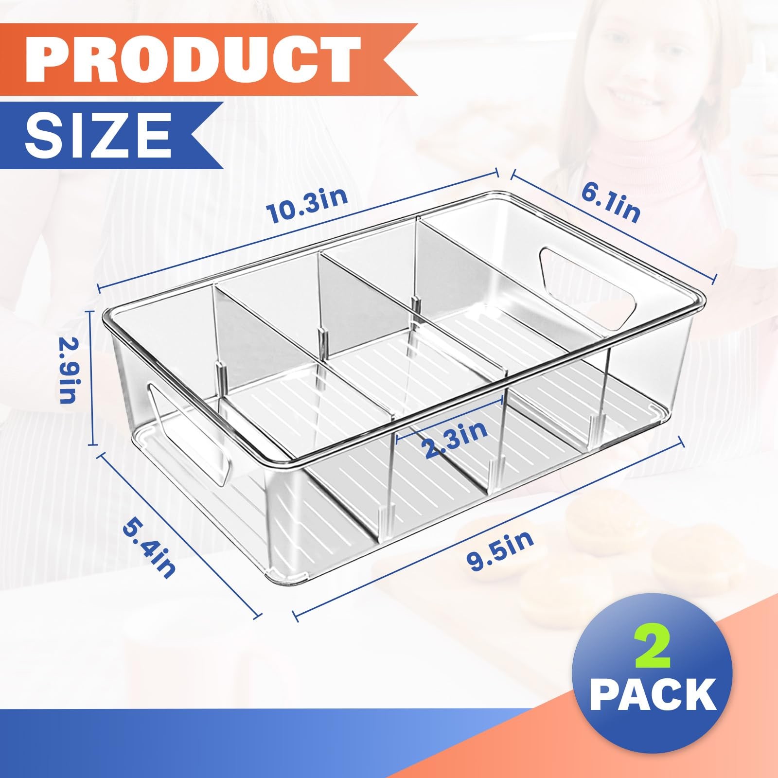 Stackable 4-Compartment Pantry Organizers and Storage, Clear Plastic Storage …