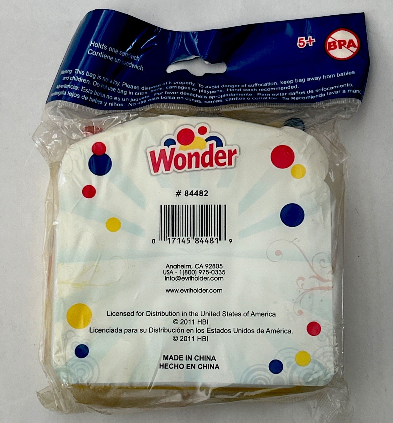 RARE Vtg YELLOW Wonder Calif Bread Plastic Container Polka Dots Sandwich Storage