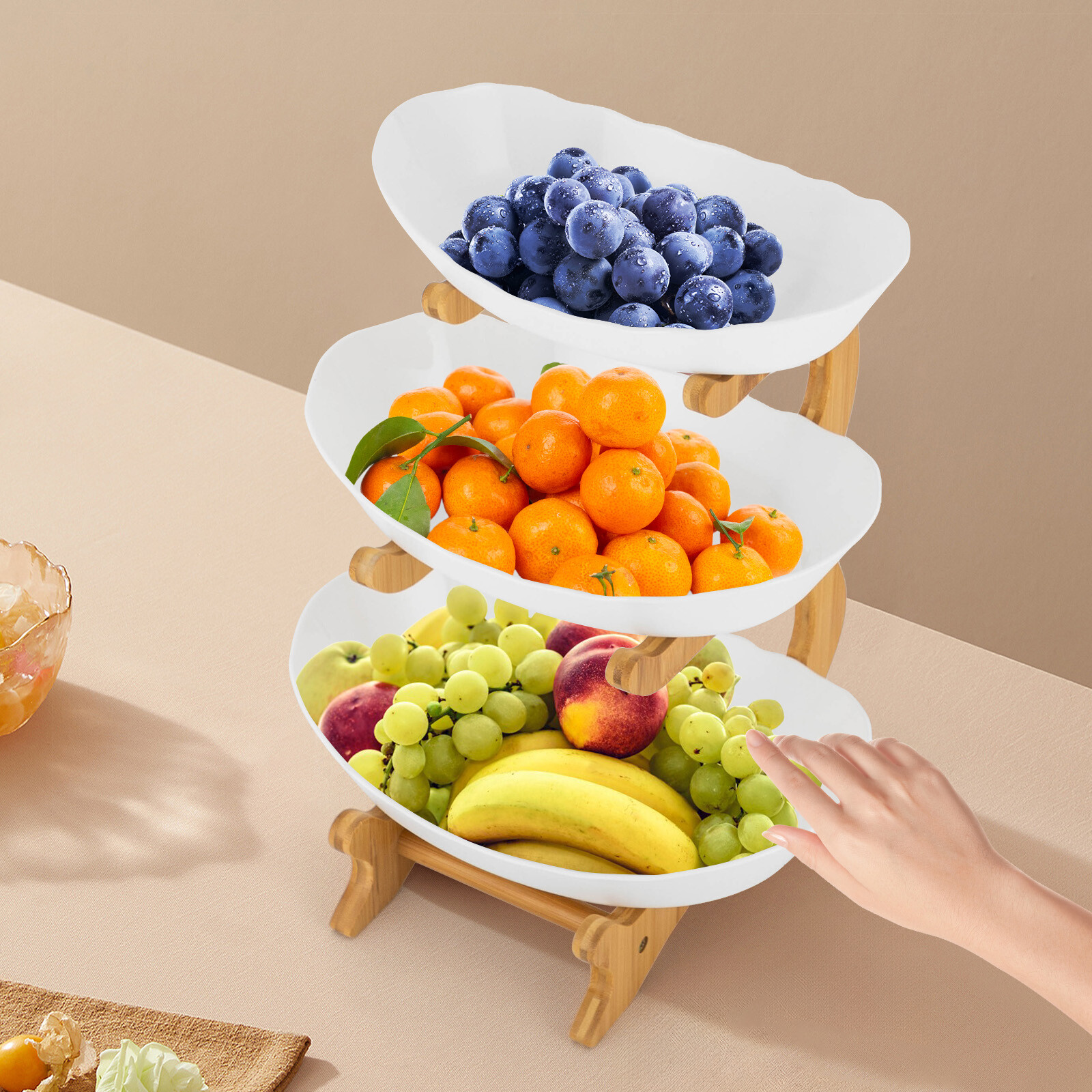 3Tier Fruit Basket Bowl Holder Stand Kitchen Organizer Snacks Vegetable Storage