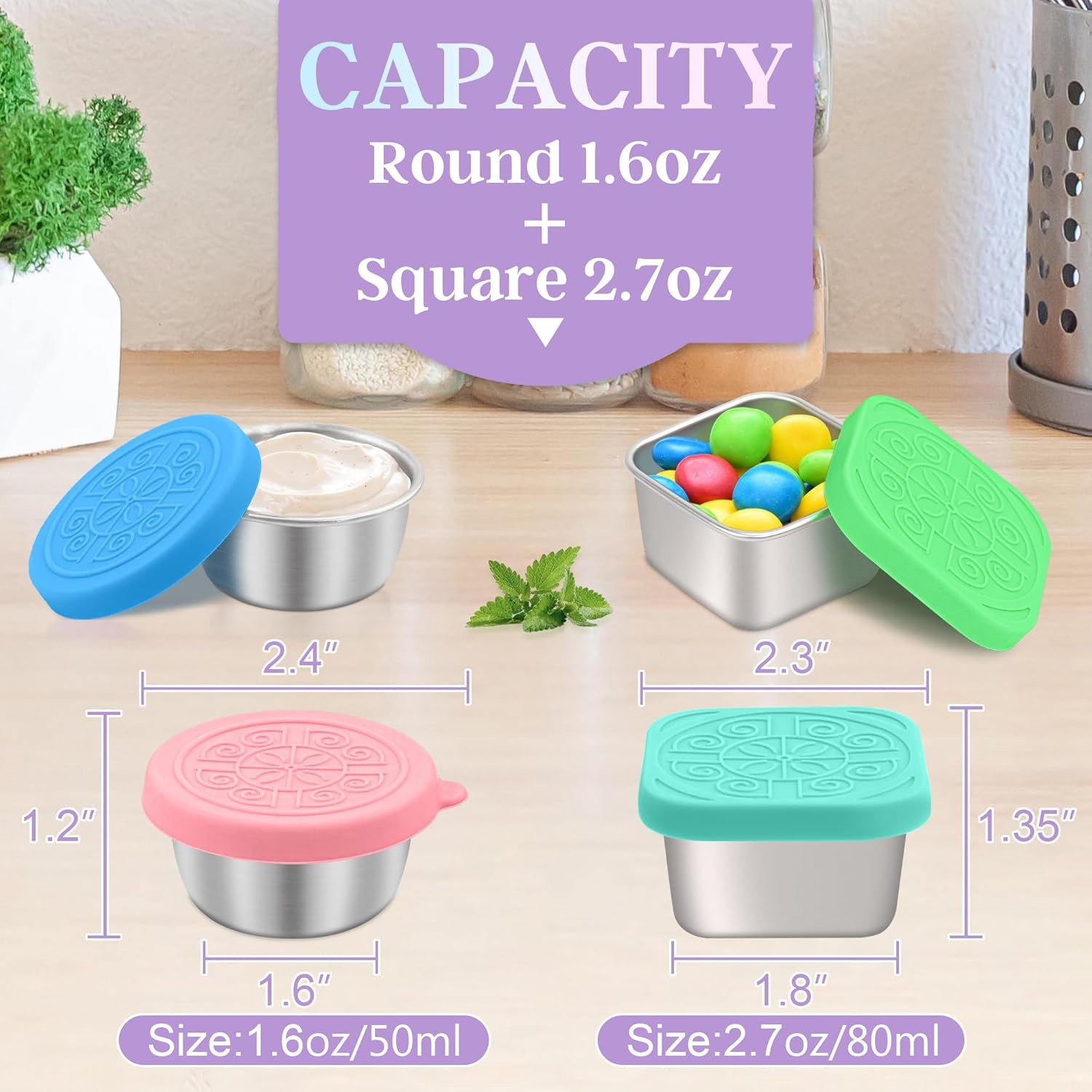 6 PCS Salad Dressing Container to Go,Handy Leakproof Stainless Steel Meal Prep C