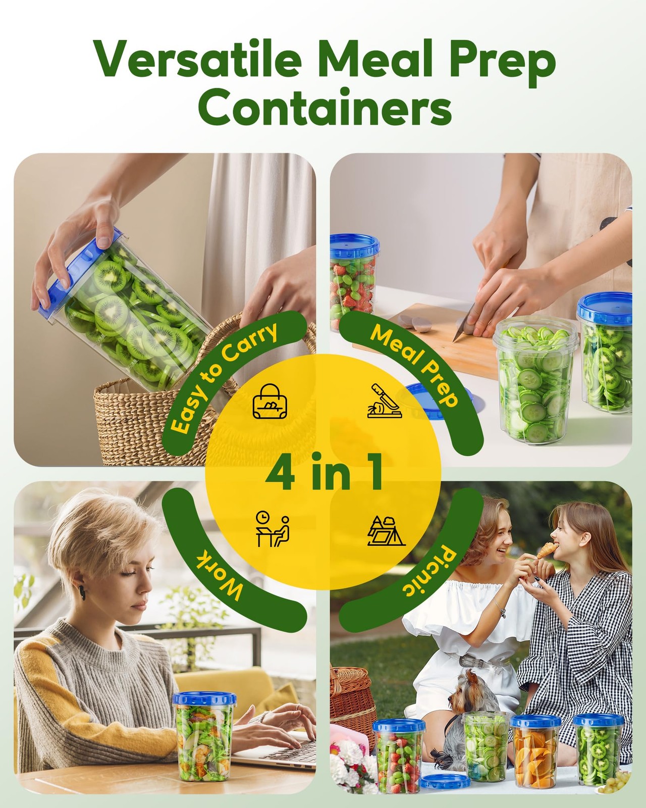 10~Pack 33oz Freezer Storage Containers, BPA Free Stackable with Lids