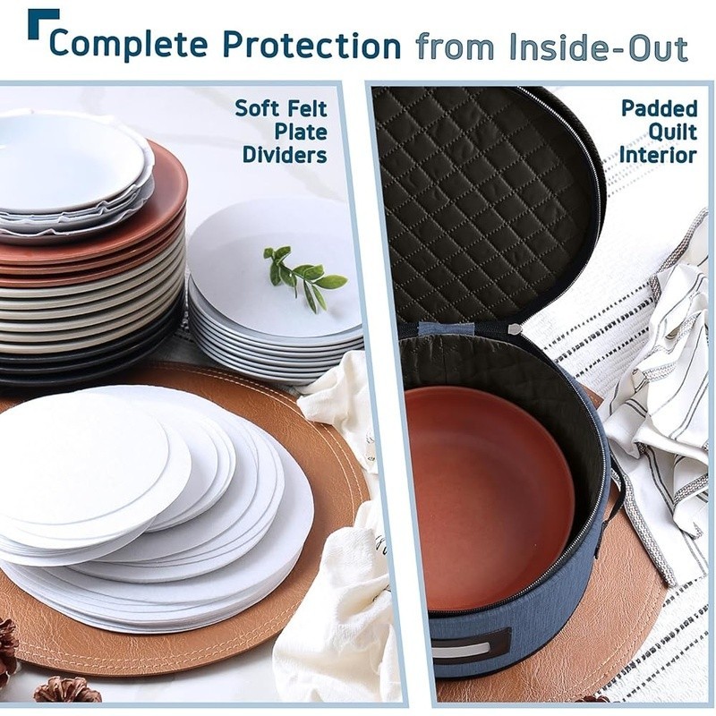 China Storage Containers Dish Organizers Padded Protectors W/ Handles Dinnerware