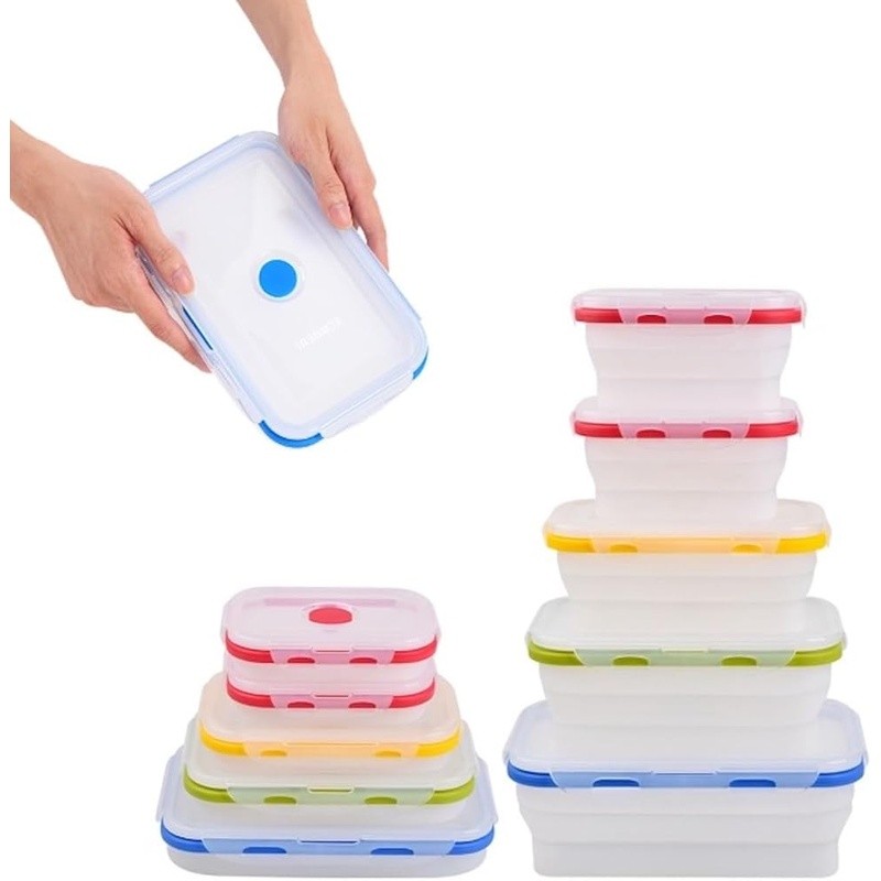 Collapsible Silicone Food Storage Containers Leak-Resistant Airtight Meal Prep