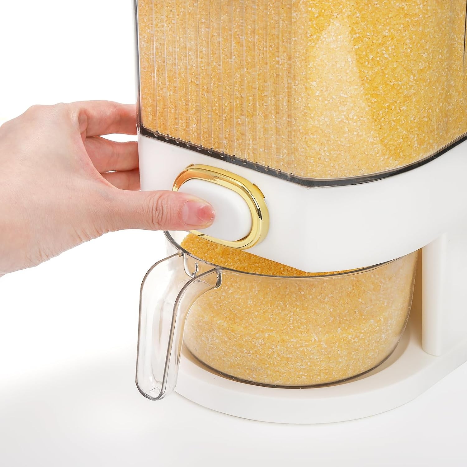 Clear Rice Holder Dispenser, 22 Lbs Large Grain Storage Container with Measuring