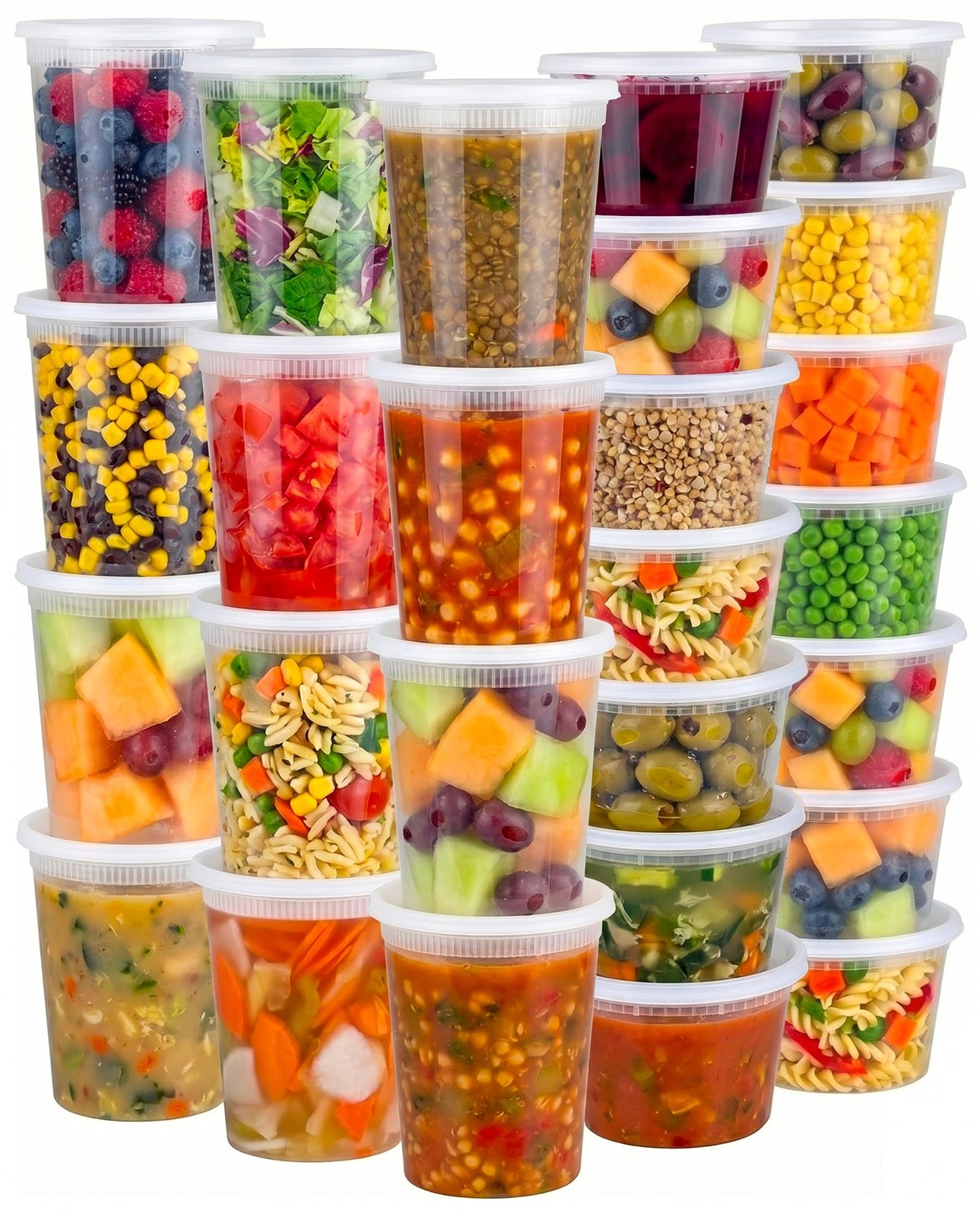 48 Sets Deli Containers with Lids – 16oz & 32oz – Leak Proof, Microwaveable, …
