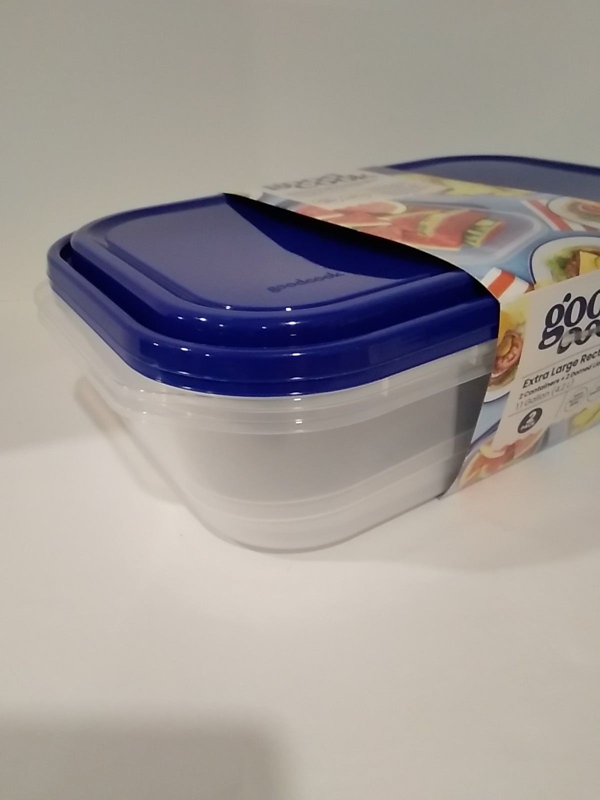 GoodCook Medium Storage ContainersPack of 2 Clear with Blue Lid 1.1 Gallon