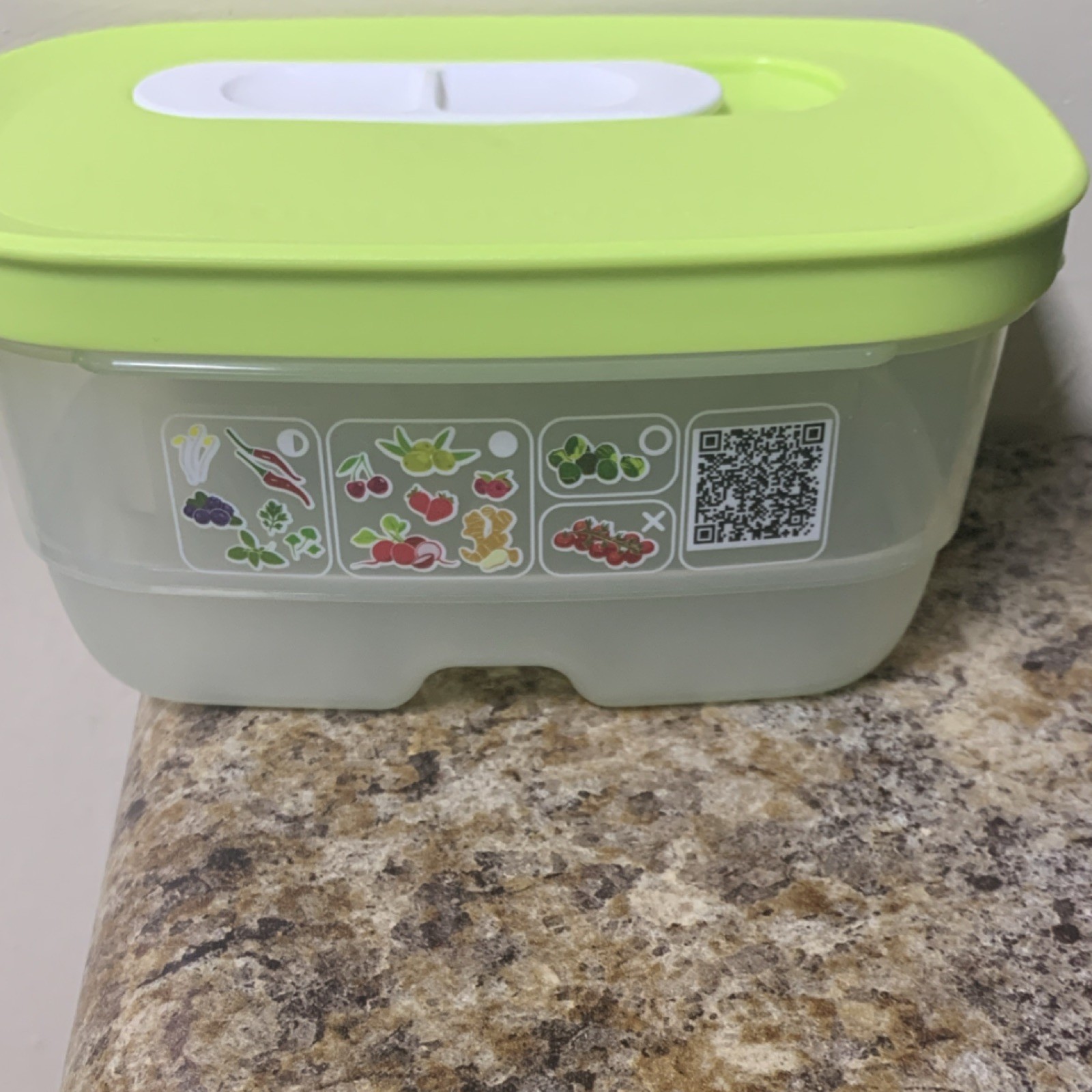 1.5L Reusable Plastic Rectangle Food Storage Container, Clear/Green Snap Lid