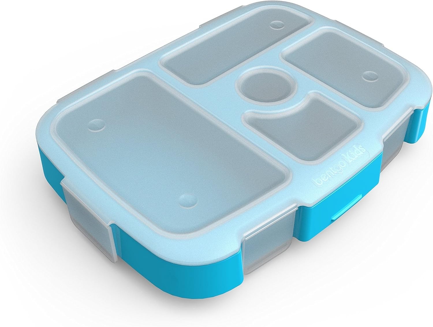 Kids Plastic Meal Prep Tray 5 Compartments Turquoise with Cover Reusable BPA-…