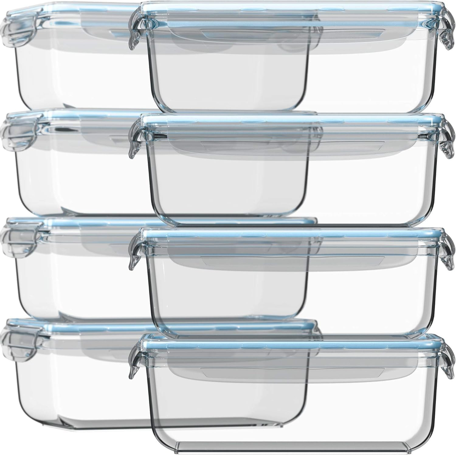 Razab 16 Pc (Set of 8) 30 Oz Glass Meal Prep Containers with Lids, Airtight Larg