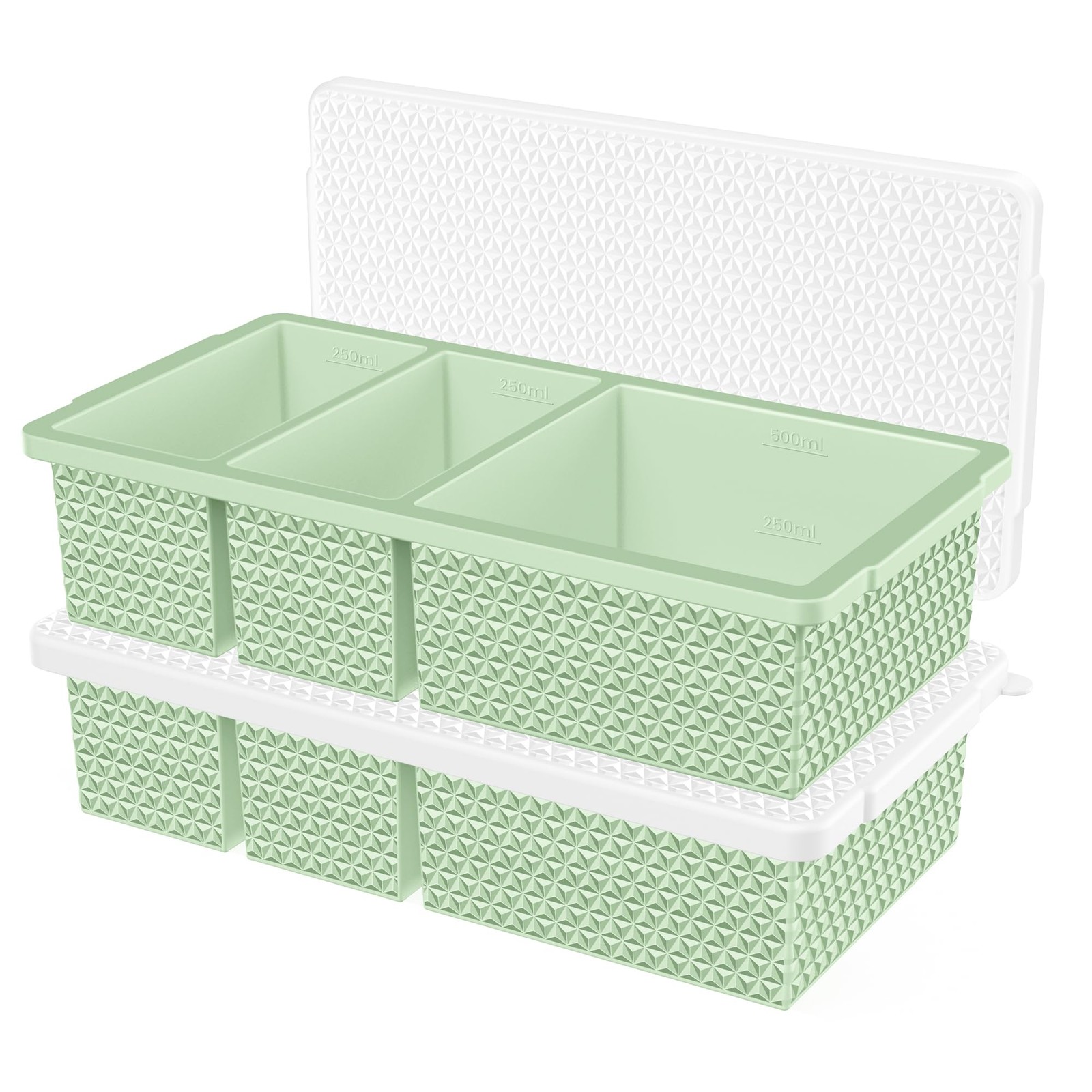 Silicone Freezer Trays with Lid (2-Pack), 1-Cup & 2-Cup Silicone Freezer Mold…