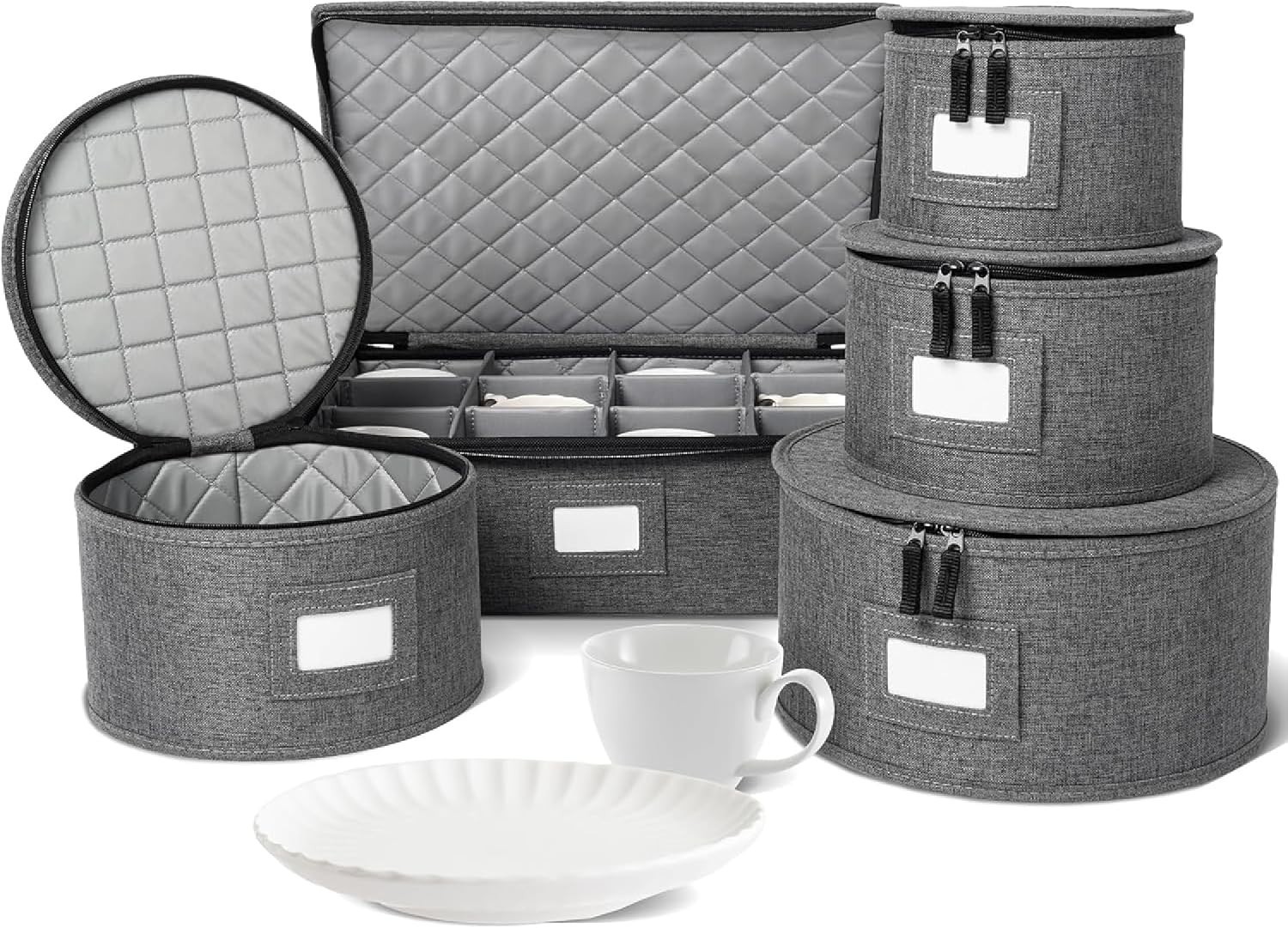 Durable Hard Shell China Storage Containers – 5-Piece Set for 12 Place Settings
