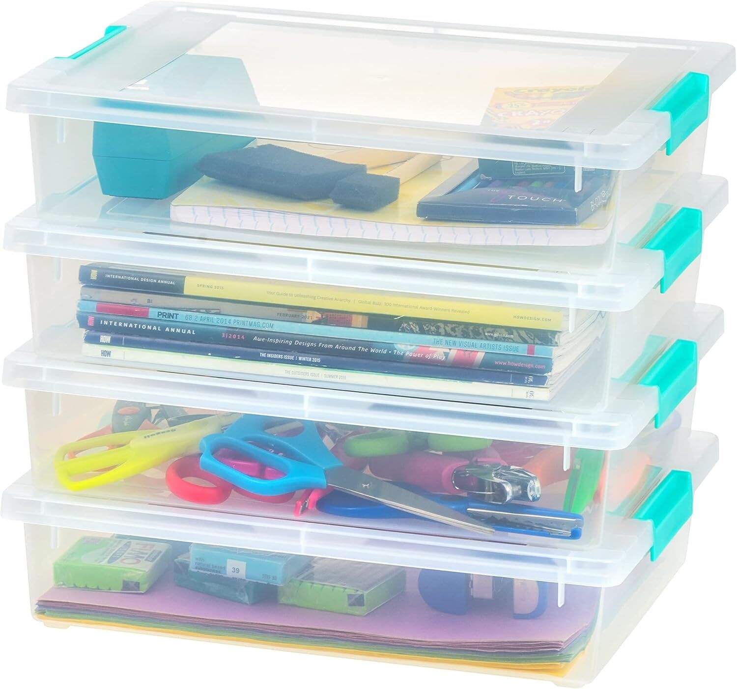 6 Qt. Plastic Storage Bins Containers with Lids,4 Pack,Sensory Bin,Craft Storage
