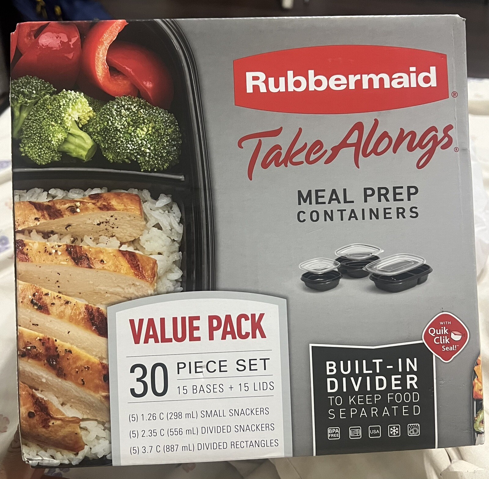 Rubbermaid Take Alongs Value Pack Meal Prep Containers 30 Piece Set BPA Free