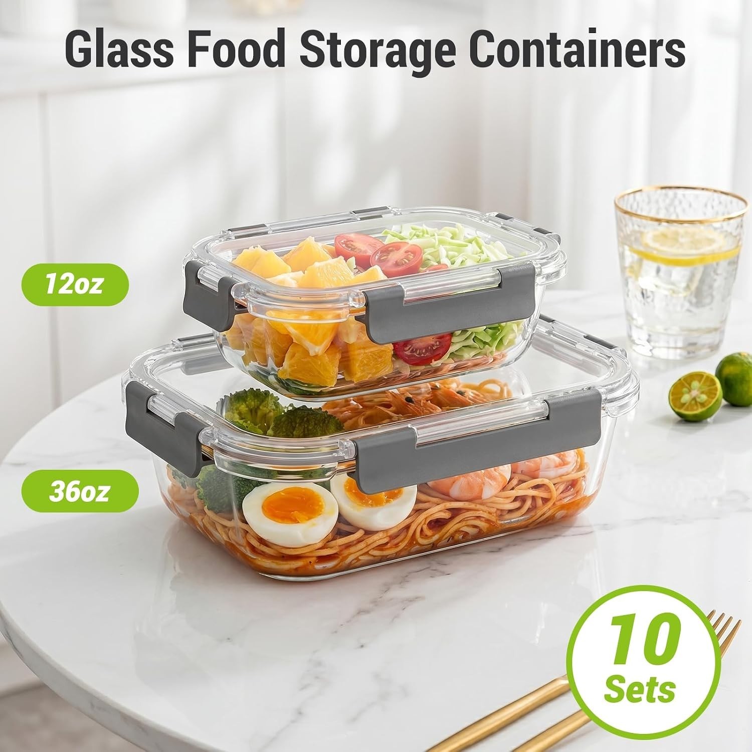 Stylish Gray Glass Meal Prep Containers – Airtight & Lockable for Freshness