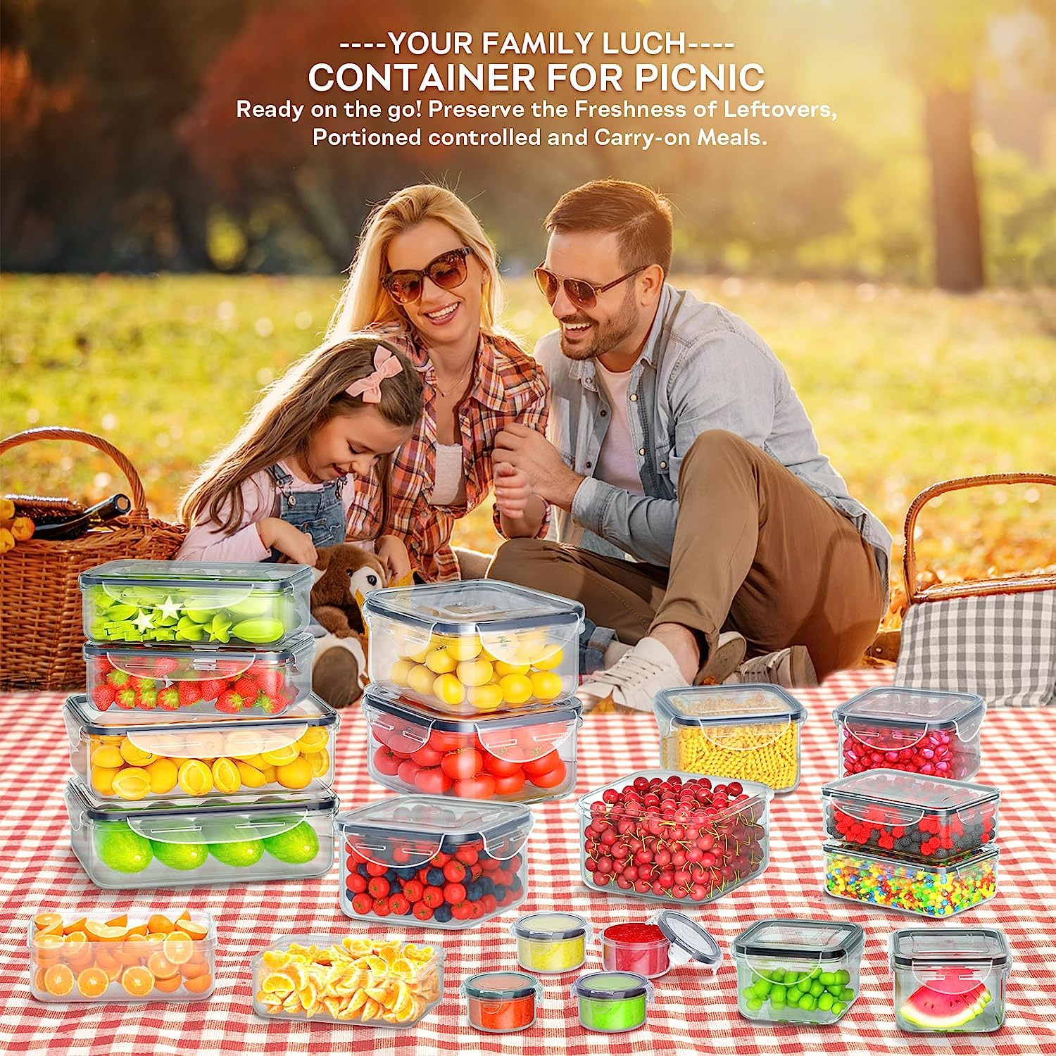 40 PCS Food Storage Containers with Lids Airtight (20 Containers & 20 Lids), Pla