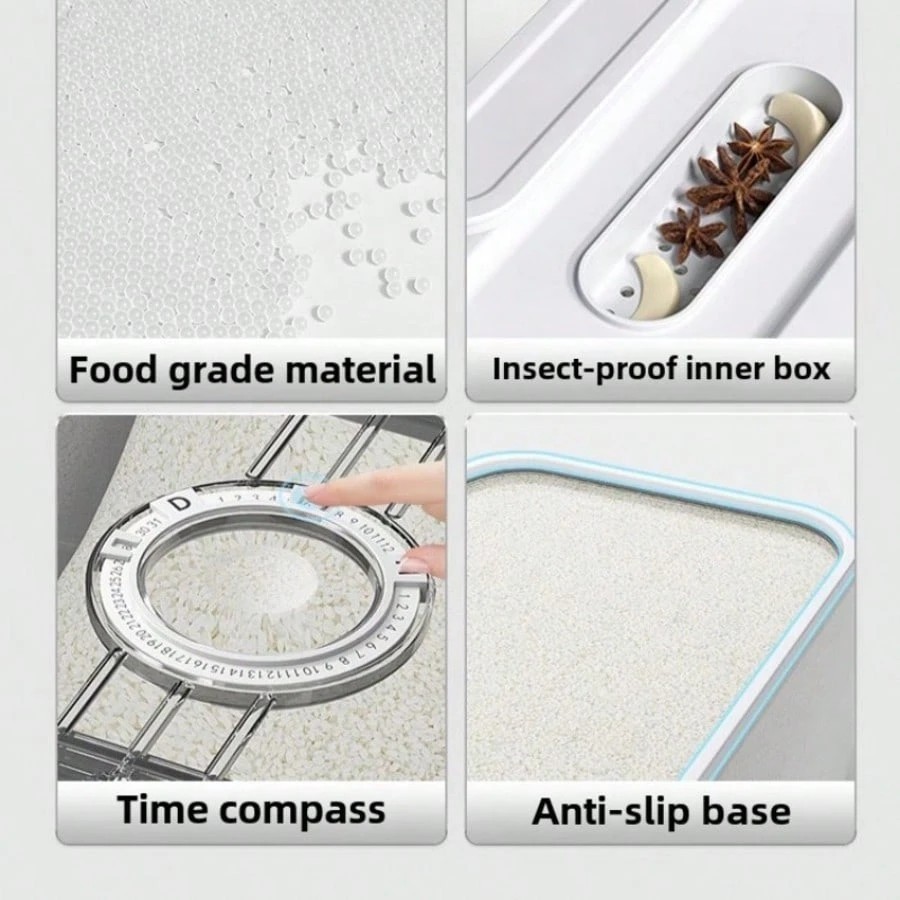 Large 10.8L Airtight Rice Dispenser Food Storage Container Bin Measuring Cup
