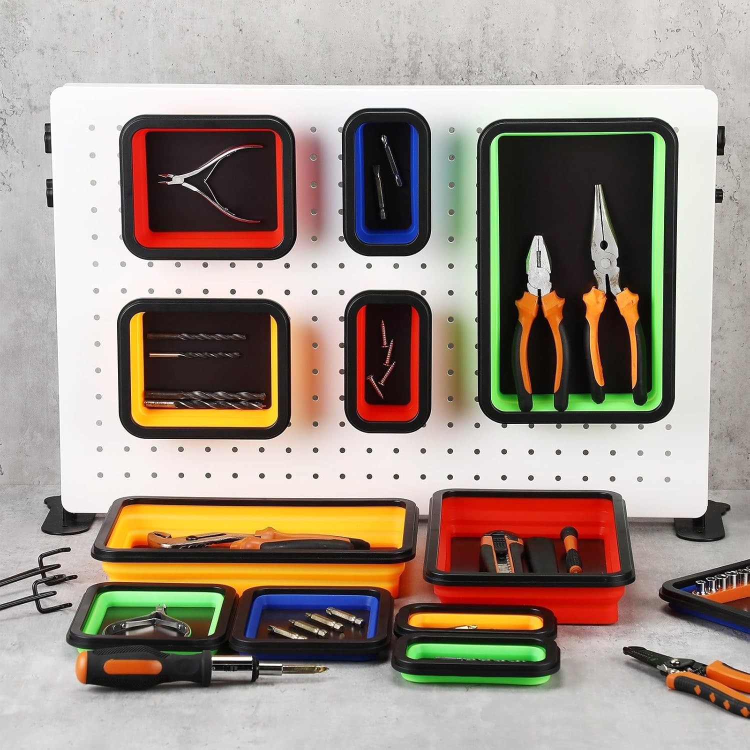 12 Pcs Collapsible Magnetic Parts Tray Set Foldable Tool Storage Organizer Ma…