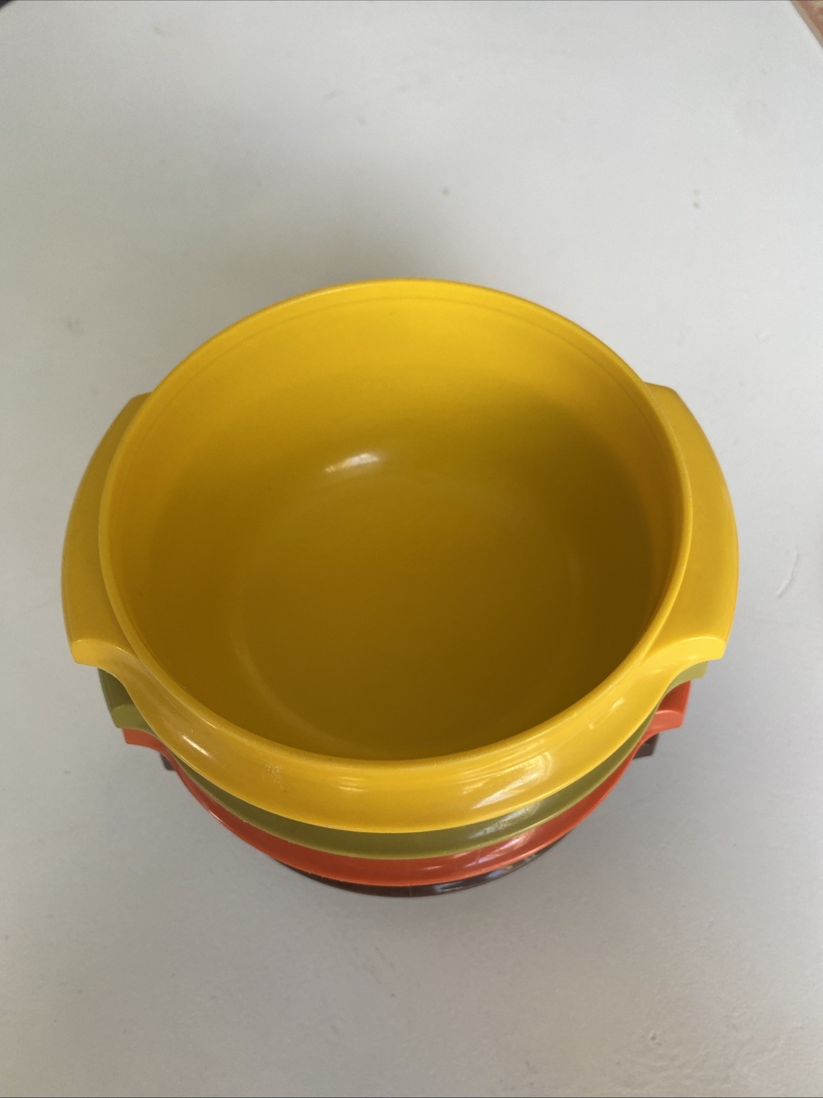 Vintage Tupperware Lot of 4 Bowls No Lids Brown Green Orange Yellow 1323