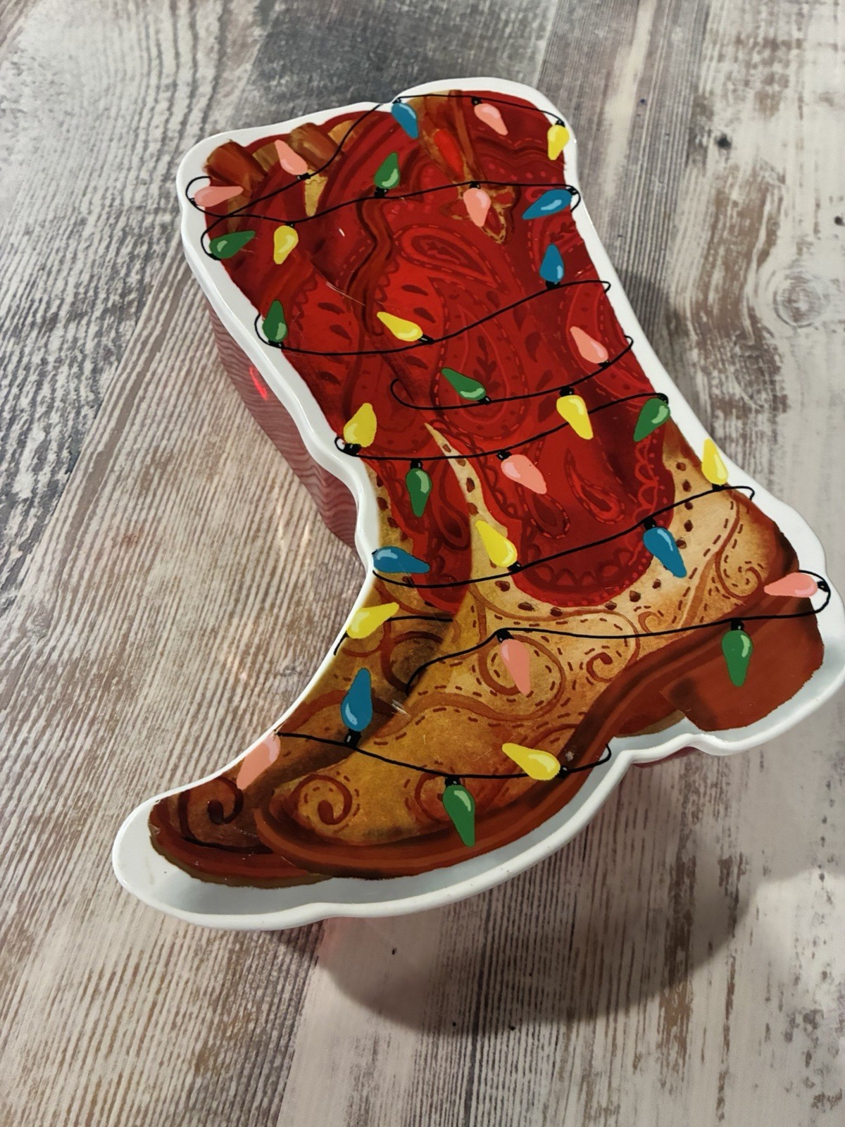 The Pioneer Woman Holiday Cowboy Boot Shaped Cookie & Treat Storage Container