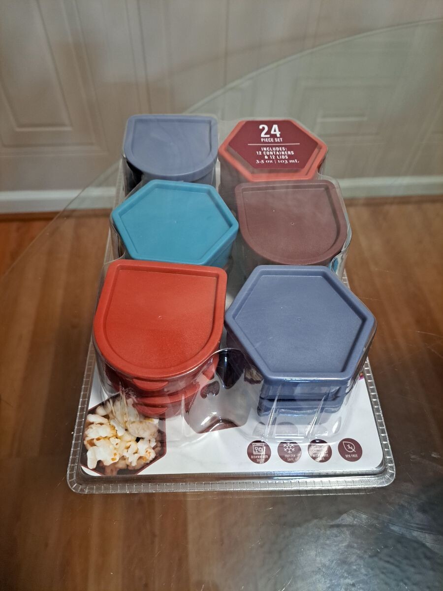 Core Condiment Container Set 24 pc Blue stackable 3.2oz capacity BPA free