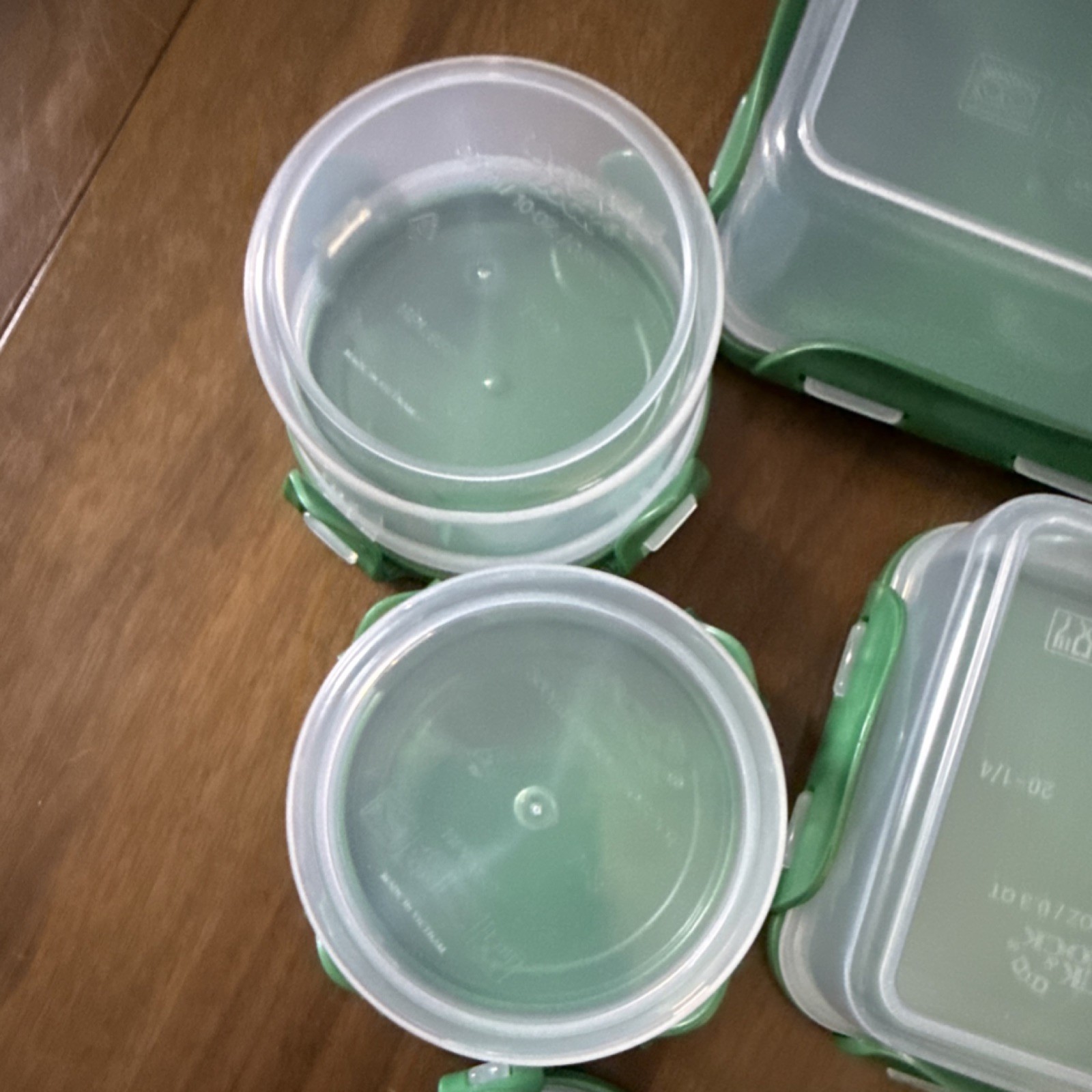 Lock & Lock 8pc Square Round Rectangle Plastic Storage Set Clear Green Snap Lid