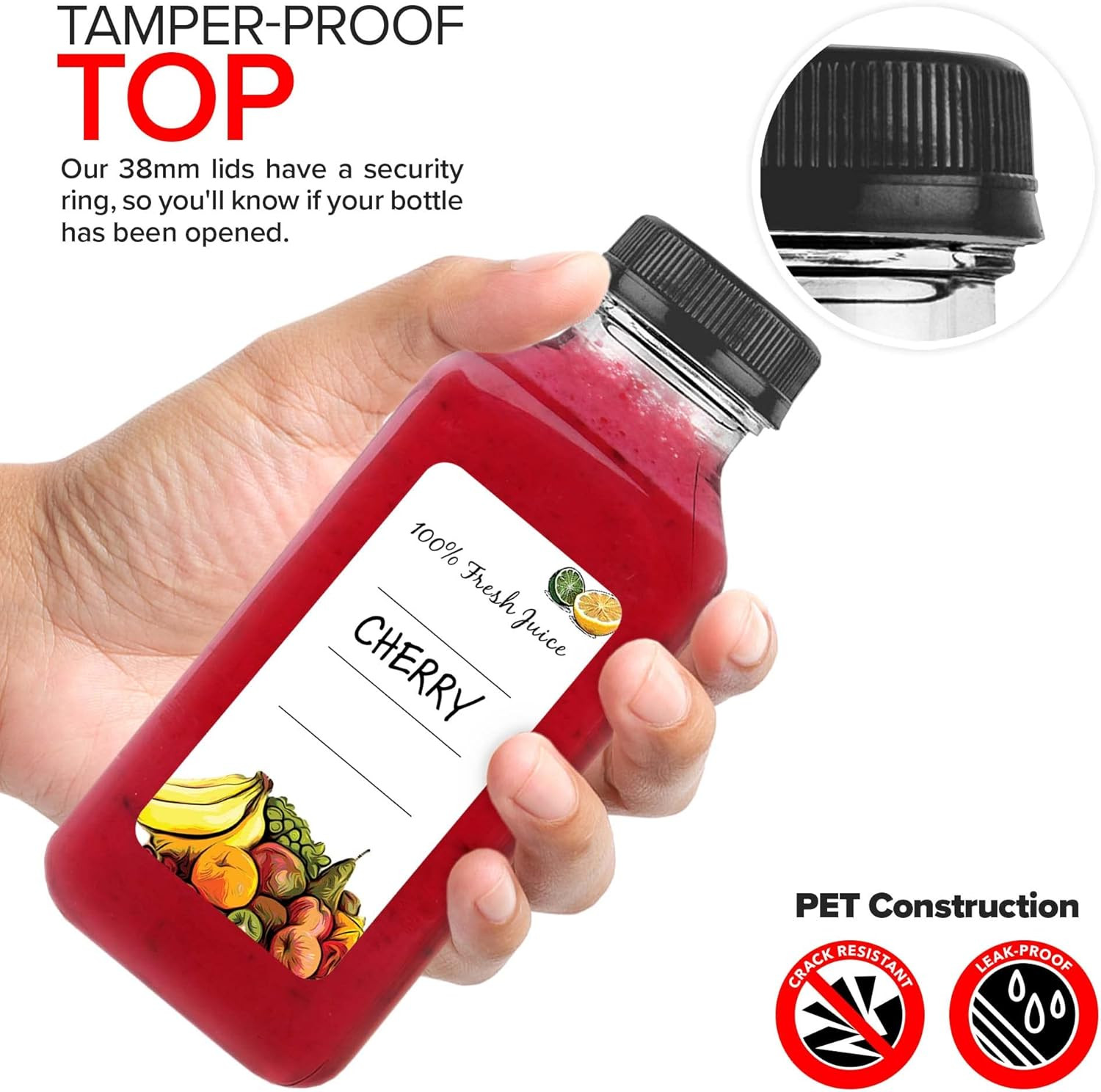 12 Oz Juice Bottles with Caps for Juicing (12 Pack) – Reusable Clear Empty Plast