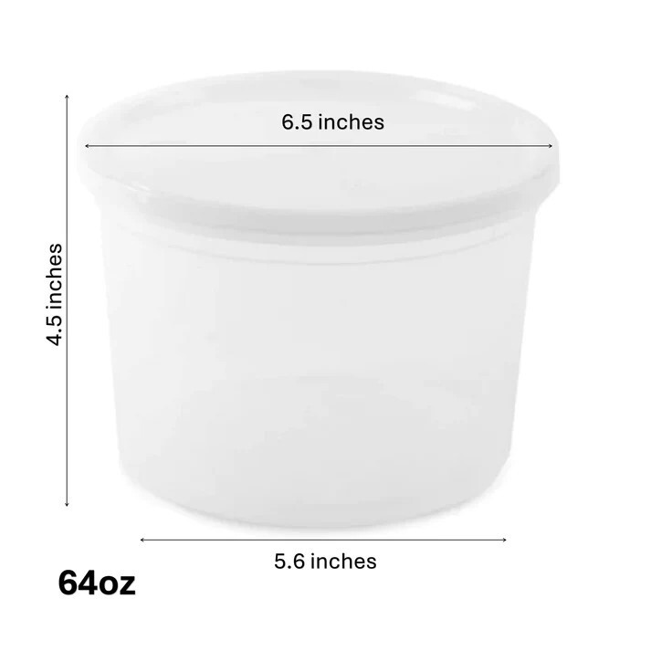 64 oz Deli Food Containers w/ Lids For Soups Microwave Freezable – 8 Pack