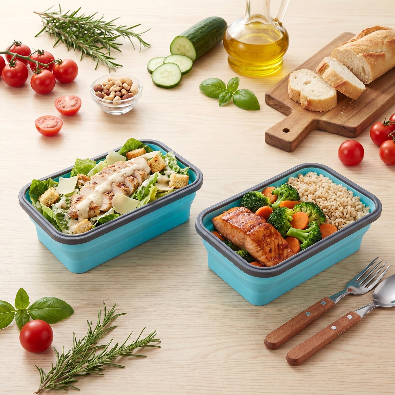 4 Pack 40oz Collapsible Food Storage Containers Marinating Container with Lid…