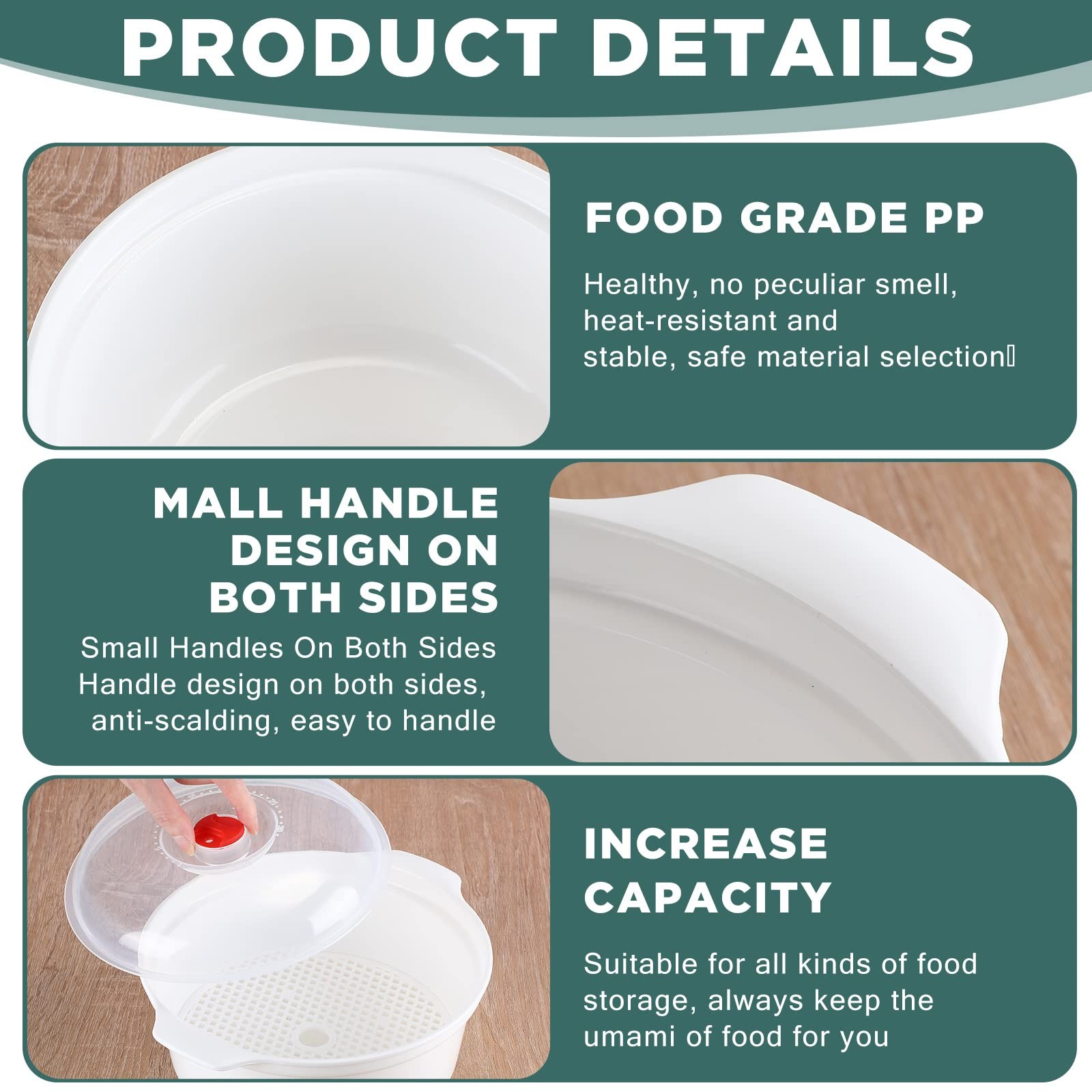 Microwave Bowls Set 3PCS with Lids and Steam Rack Cooking Bowls