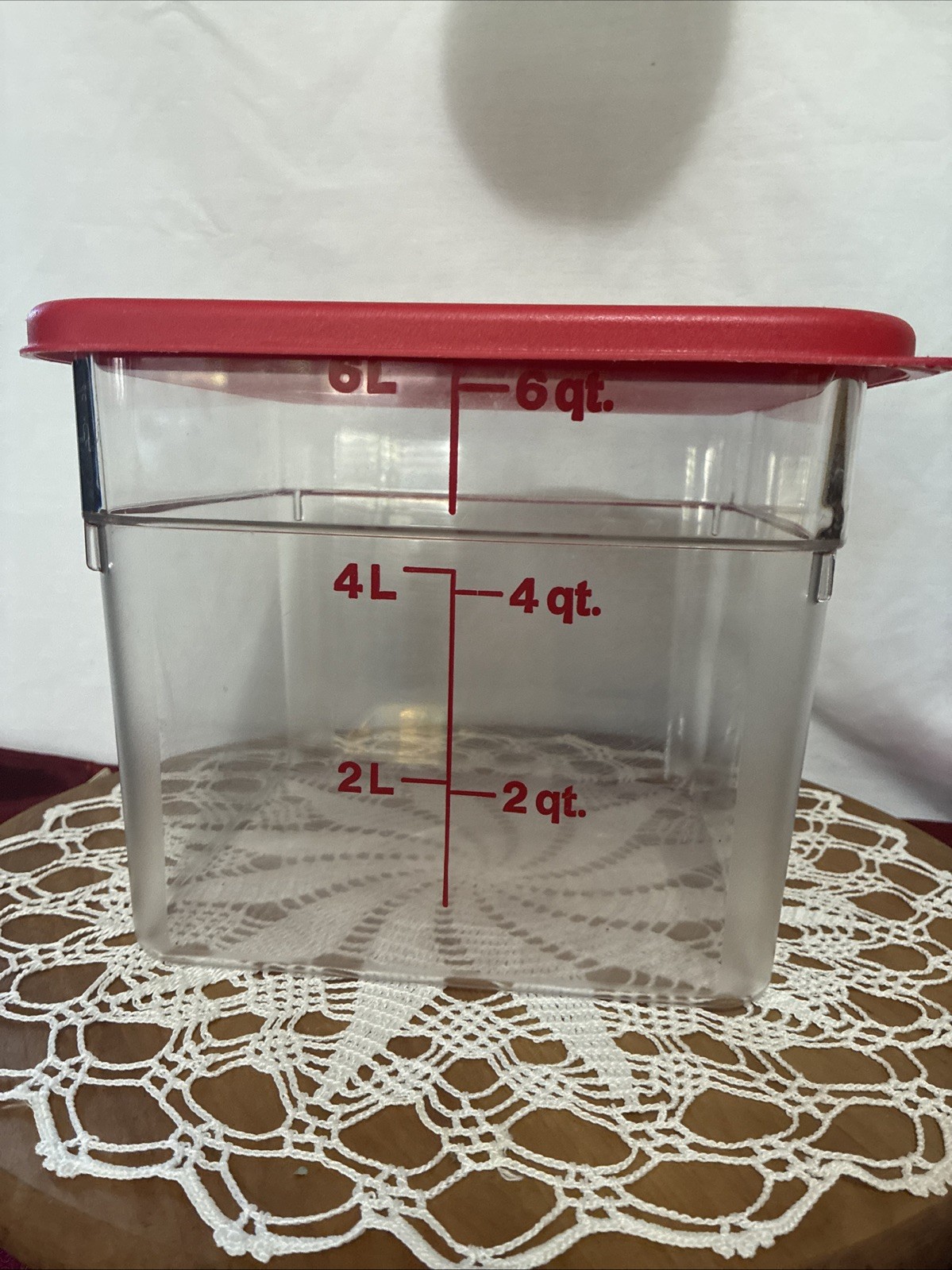 6 Qt Food Storage Container Cambridge Red Lid Graduations For Easy Measurements