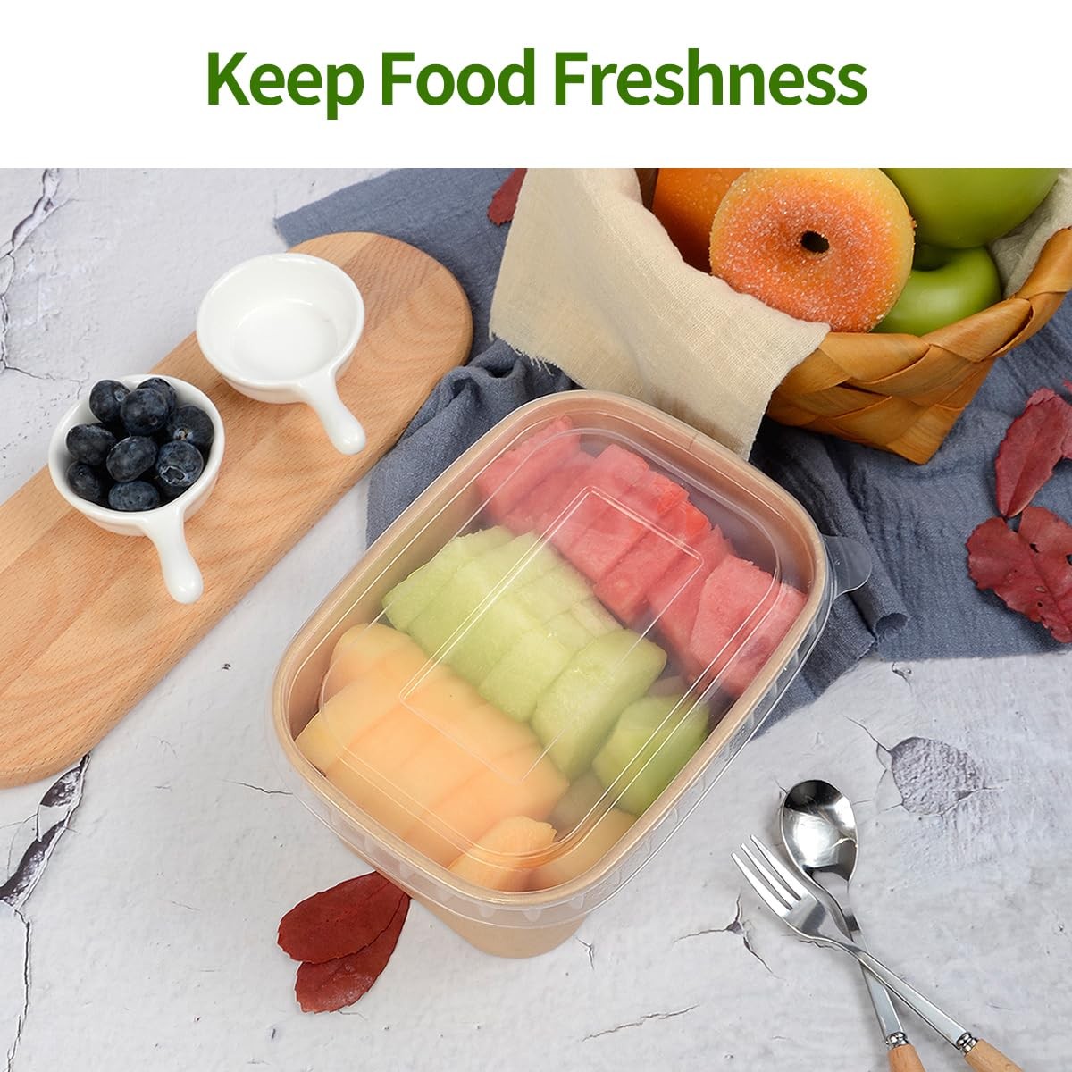 50 Pack 35 oz Paper Food Containers with Lids, Microwavable and Freezer Use P…