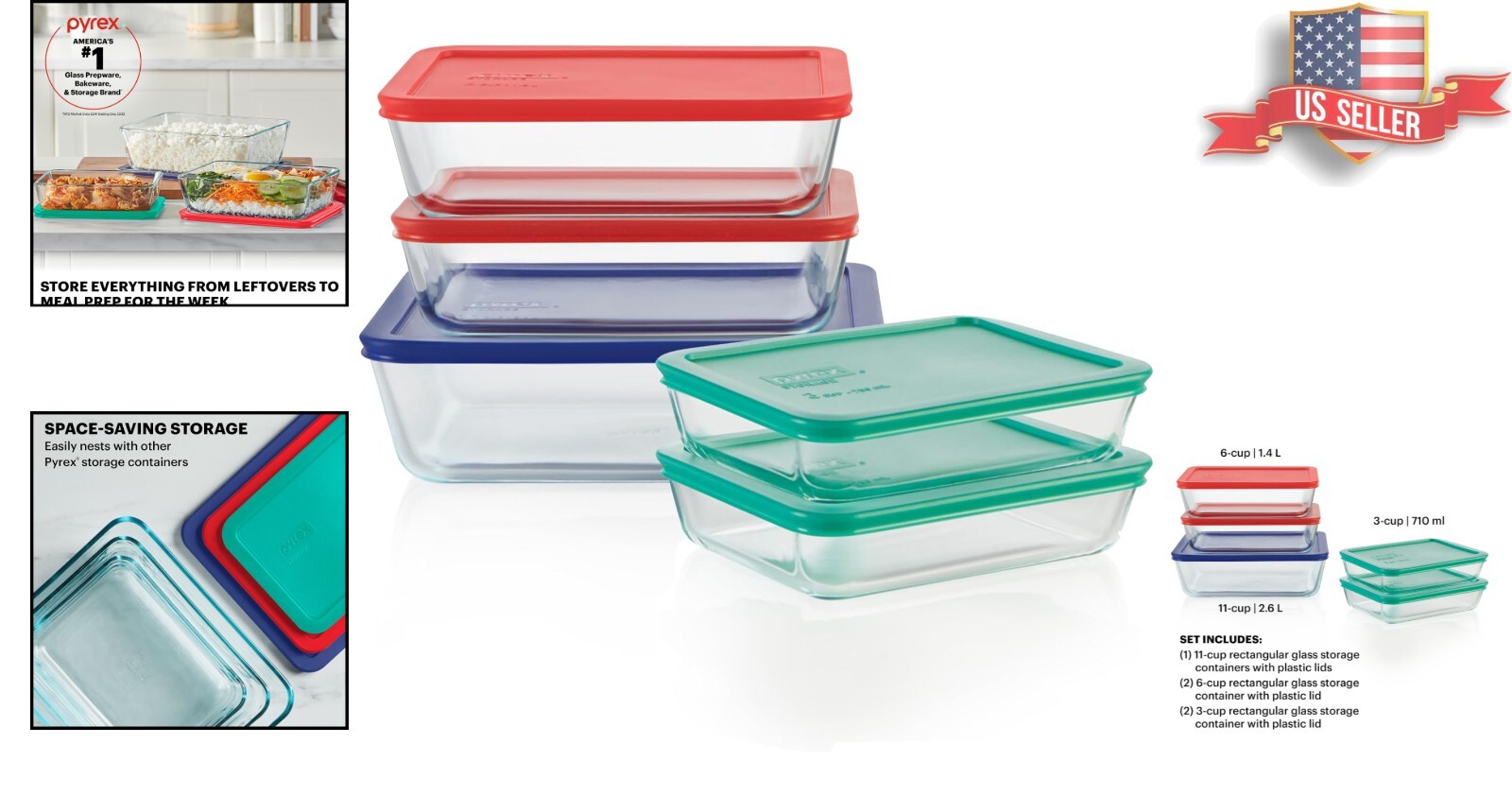 Elegant Large Glass Storage Containers Set: Perfect for Meal Prep & Organization