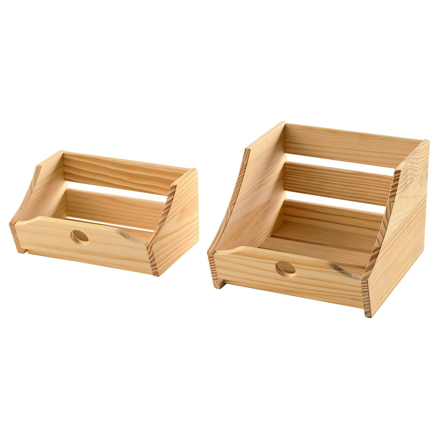 IKEA Solid Wood Food Storage Boxes Set of 2 Stackable Pine Fruit Basket