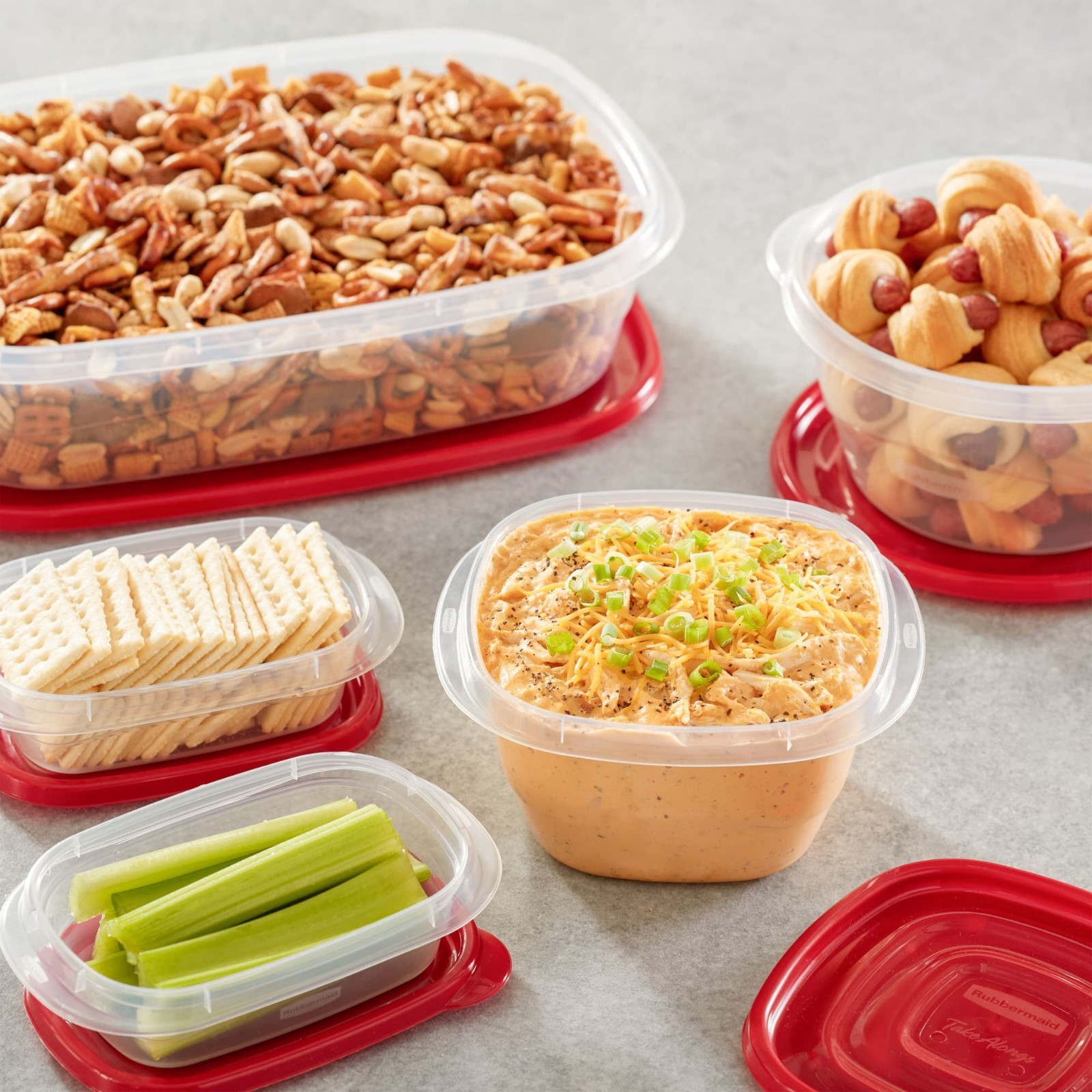 (2 pack) Rubbermaid TakeAlongs Food Storage Containers, 10 Piece Set, Red