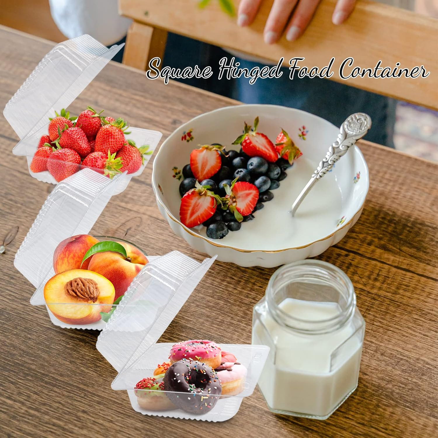 Envases Plasticos Transparentes 100Pzs con Tapa para Pasteles Sandwich Postres