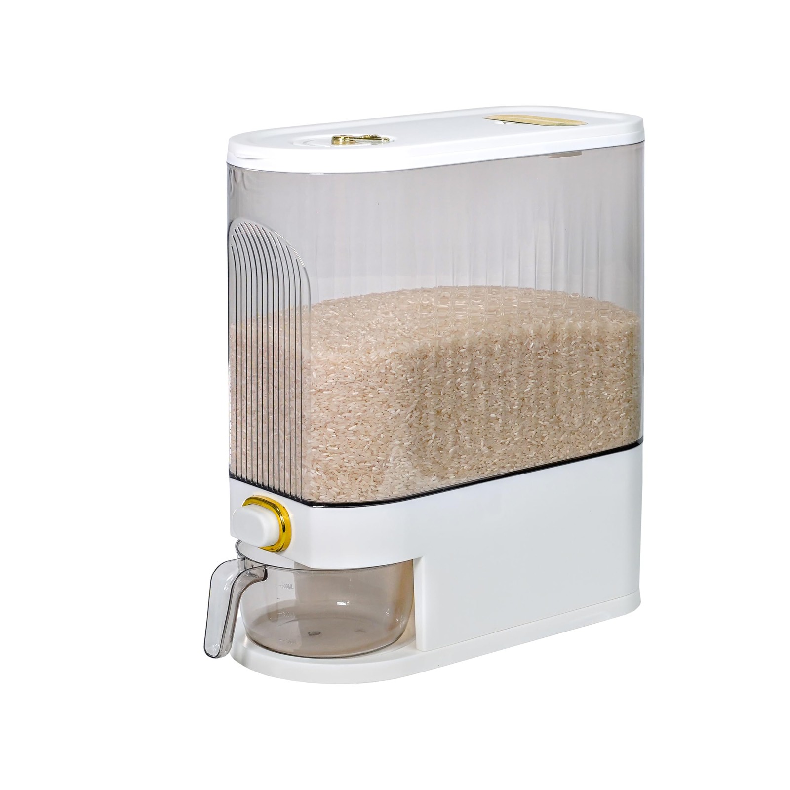 10kg Rice Storage Container Clear Food Grain Dispenser Date Dial Measuring Cup