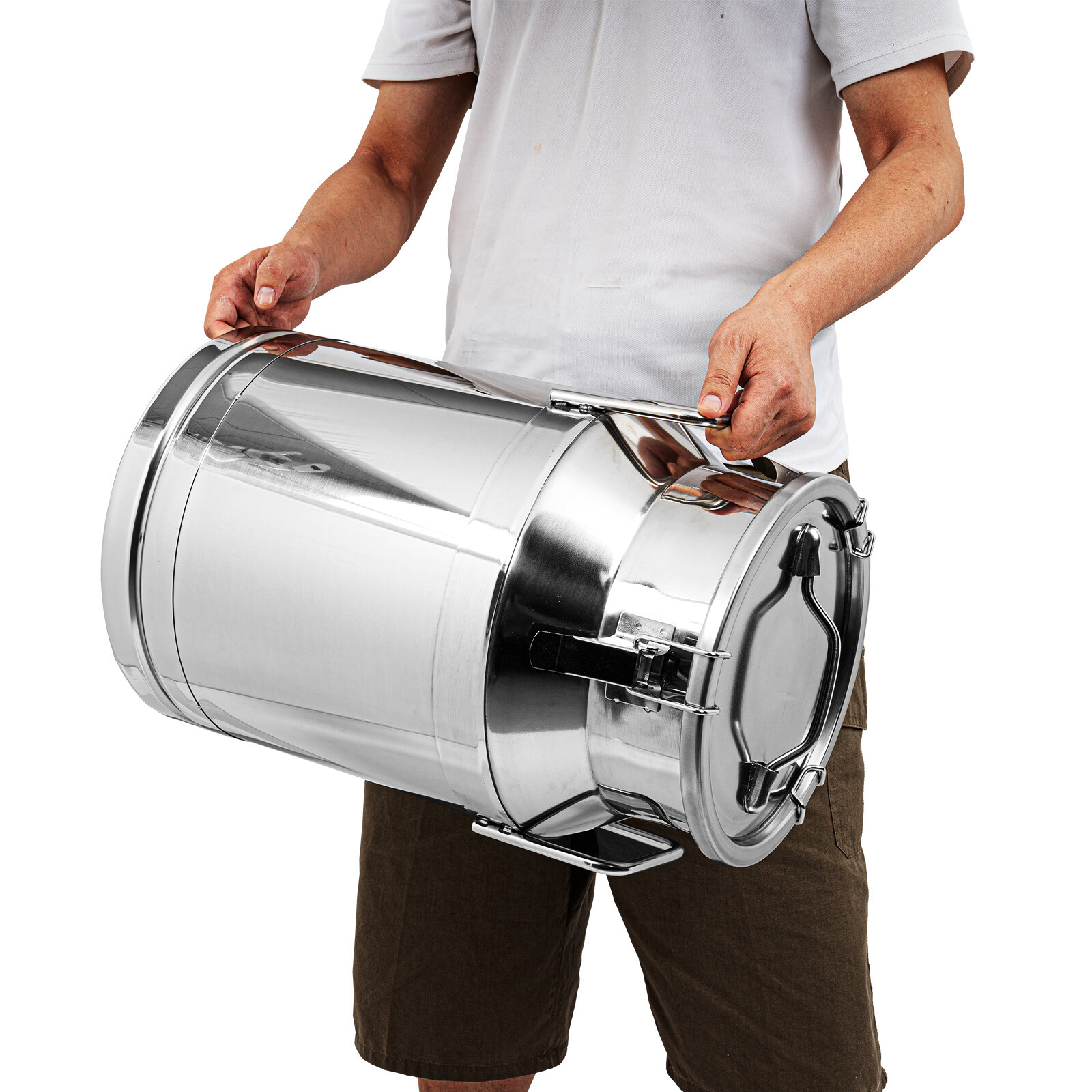 Wine Pail Bucket Water Jug Liquid Storage 30L 8 Gallon Stainless Steel Milk Can