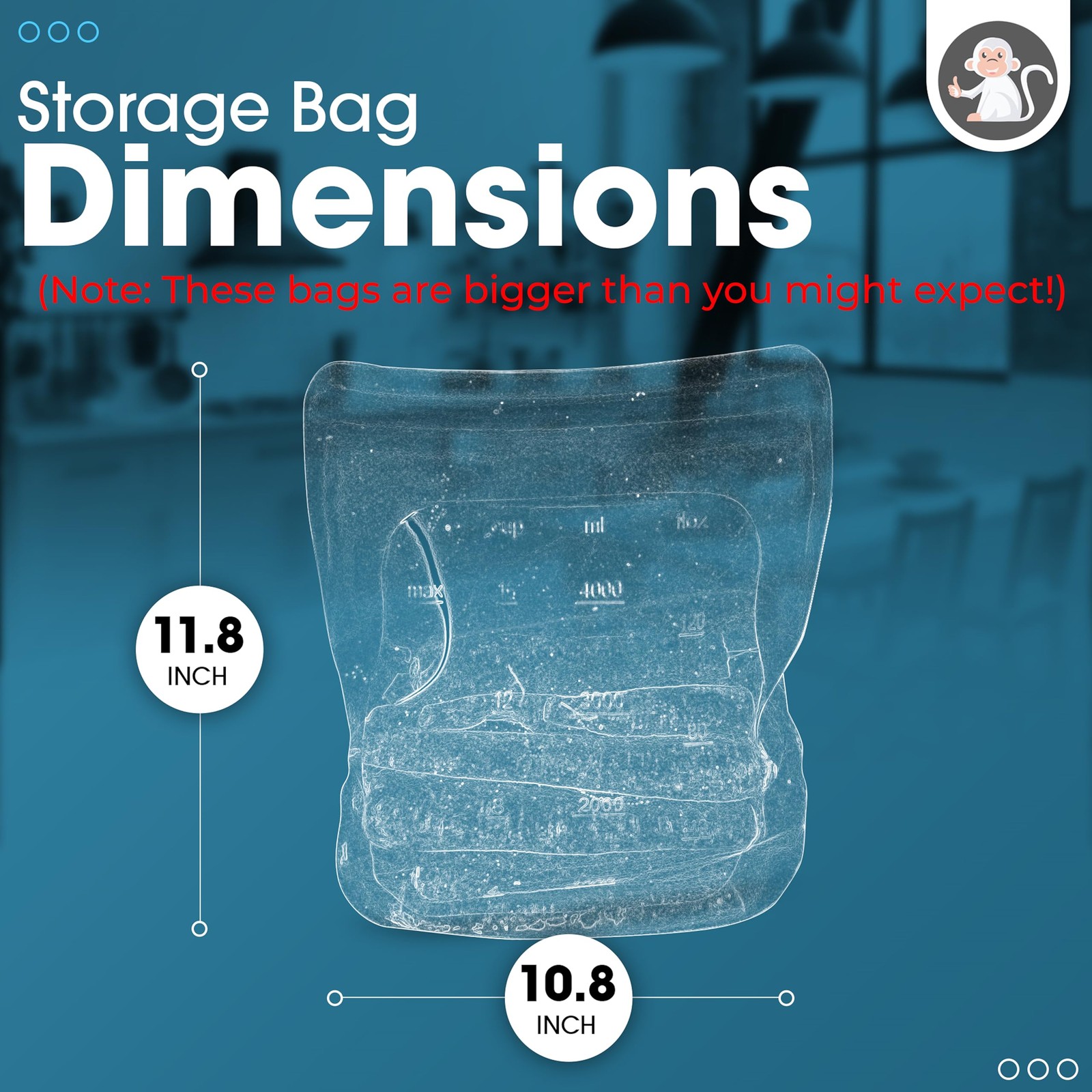 Albino Monkey Reusable Silicone Food Storage Bag Xxl 1 Gallon 135 Oz –