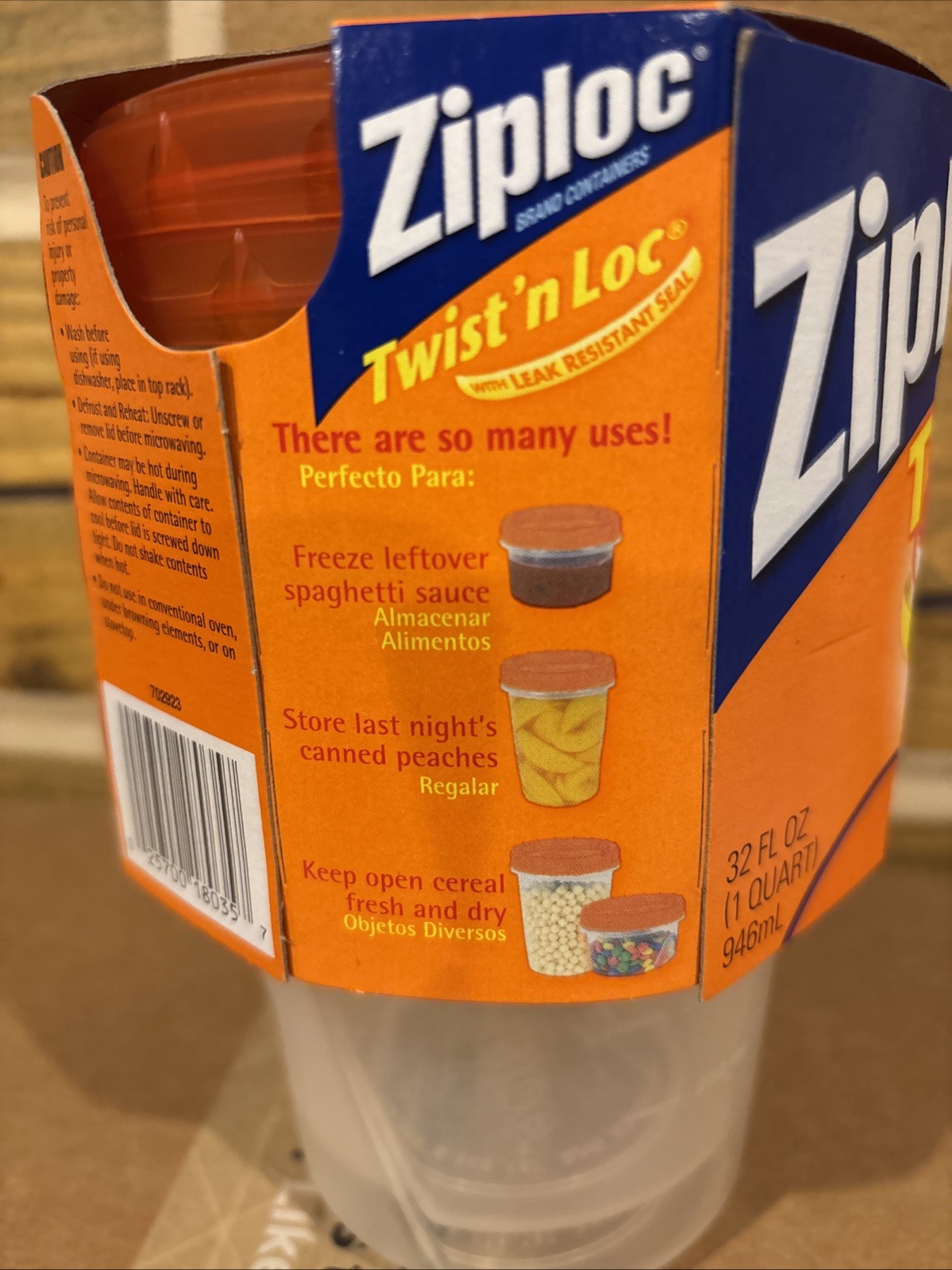 Ziploc Twist ‘n Loc Medium Round 1 Qt 32 oz Containers & Lids 2-pack Leak Resist