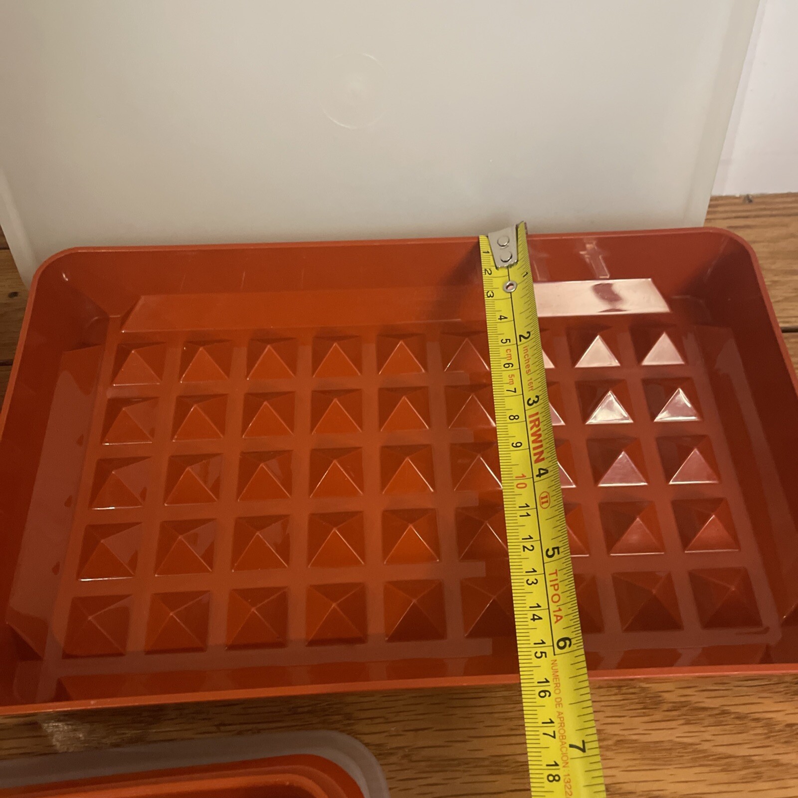 Vtg 6 Pc Lot Tupperware Orange Rectangle w/Clear Lids Meat Keeper Storage Retro