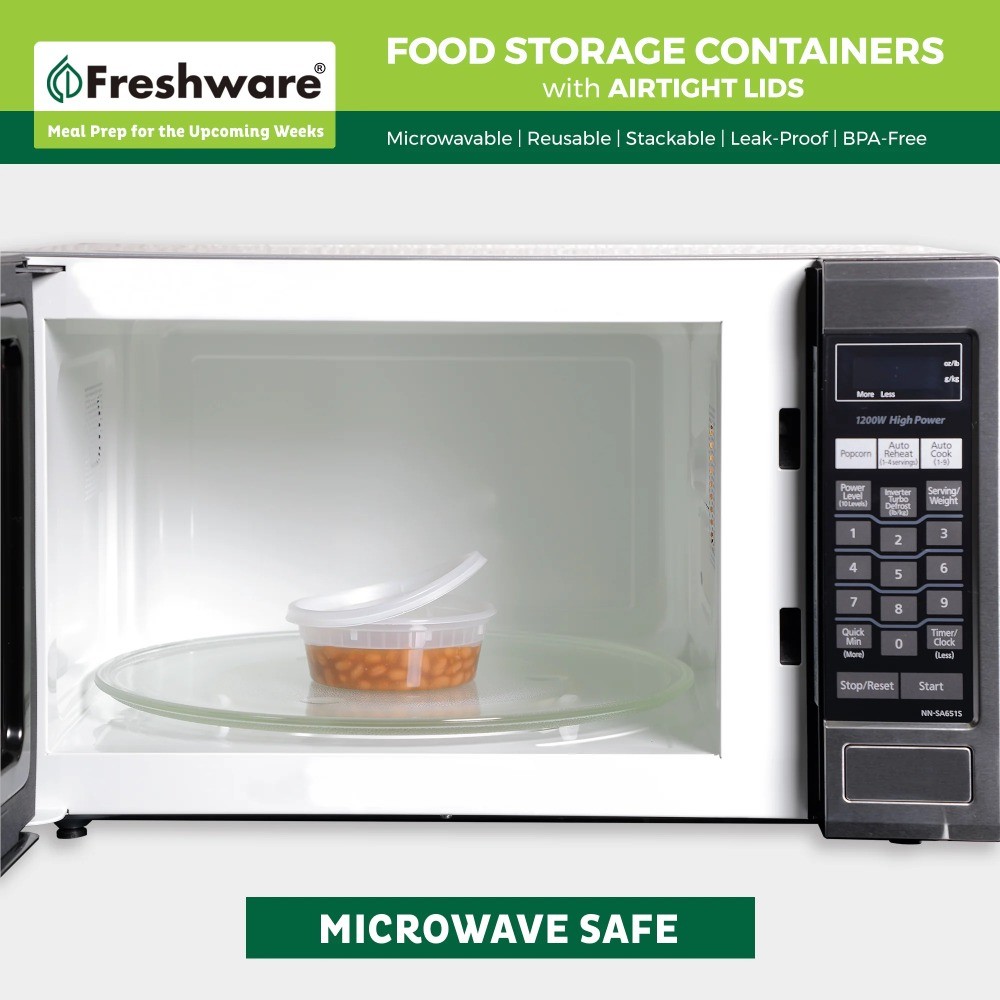 Freshware Plastic Containers with Lids, 8oz, 50-Pack, YH-S8X40