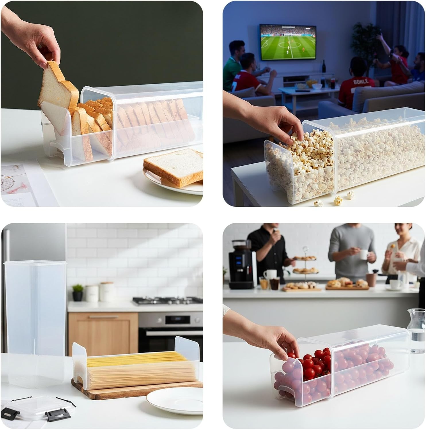 Slide-Out Bread Storage Container with Airtight Lid Clear Plastic Bread Box