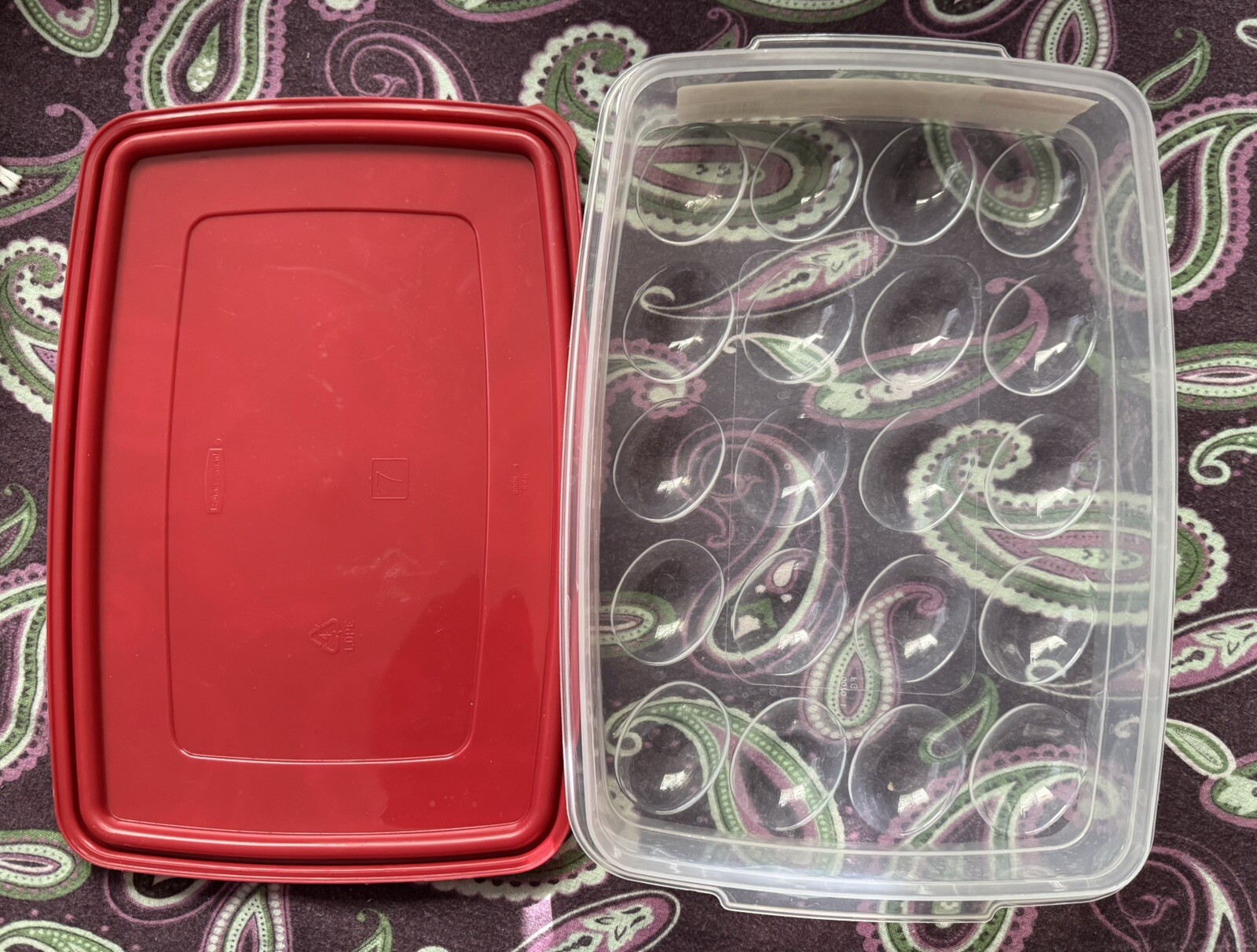 Rubbermaid Servin Saver 20 Deviled Egg Keeper Storage With Red Lid #7